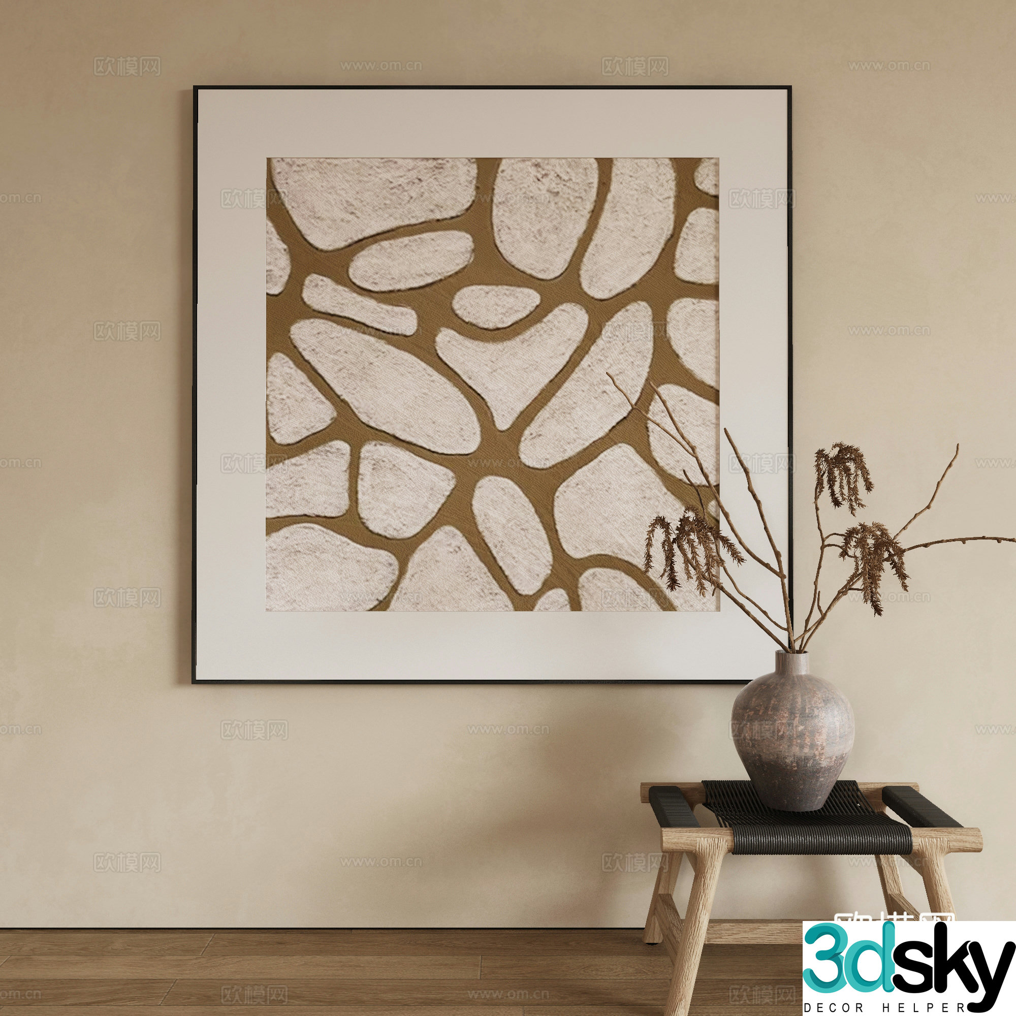 Wabi-sabi texture painting decorative painting 3d model