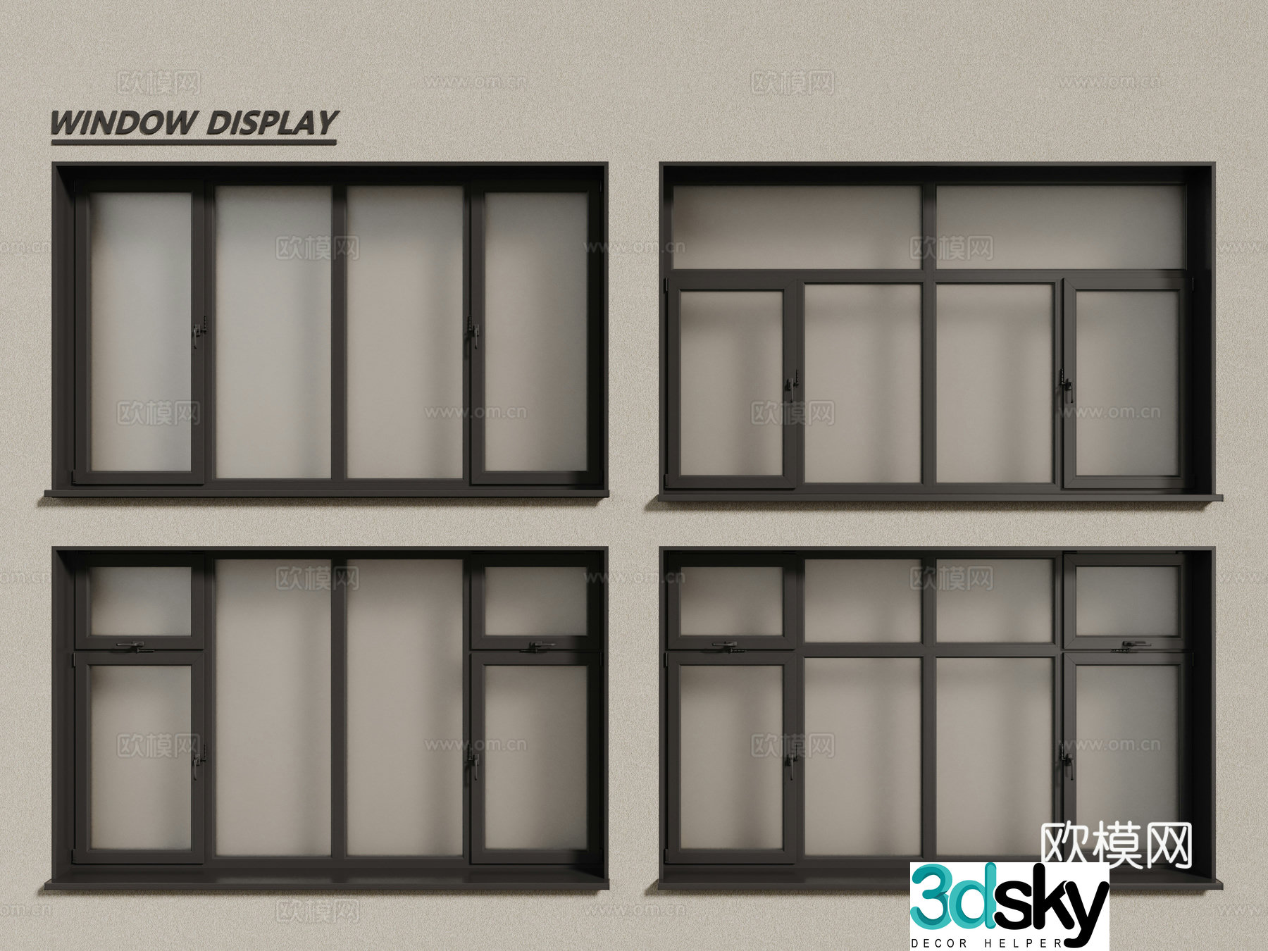 Modern windows aluminum alloy windows casement windows floor-to-ceiling windows 3d model
