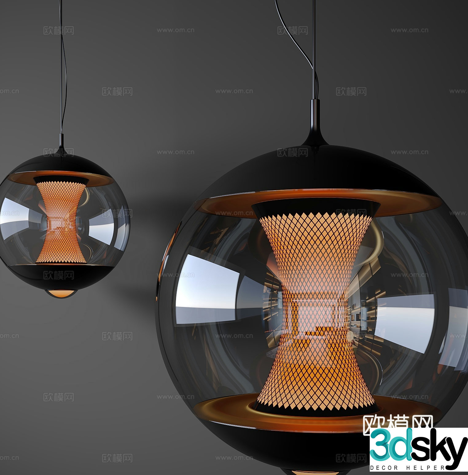 Modern glass chandelier 3d model