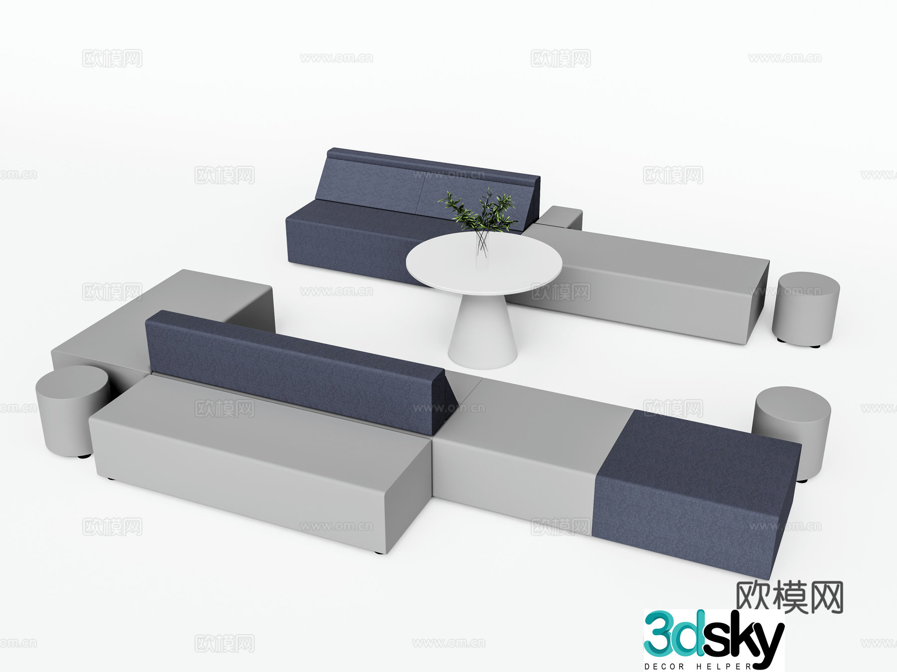 Modern office leisure sofa modular sofa 3d model