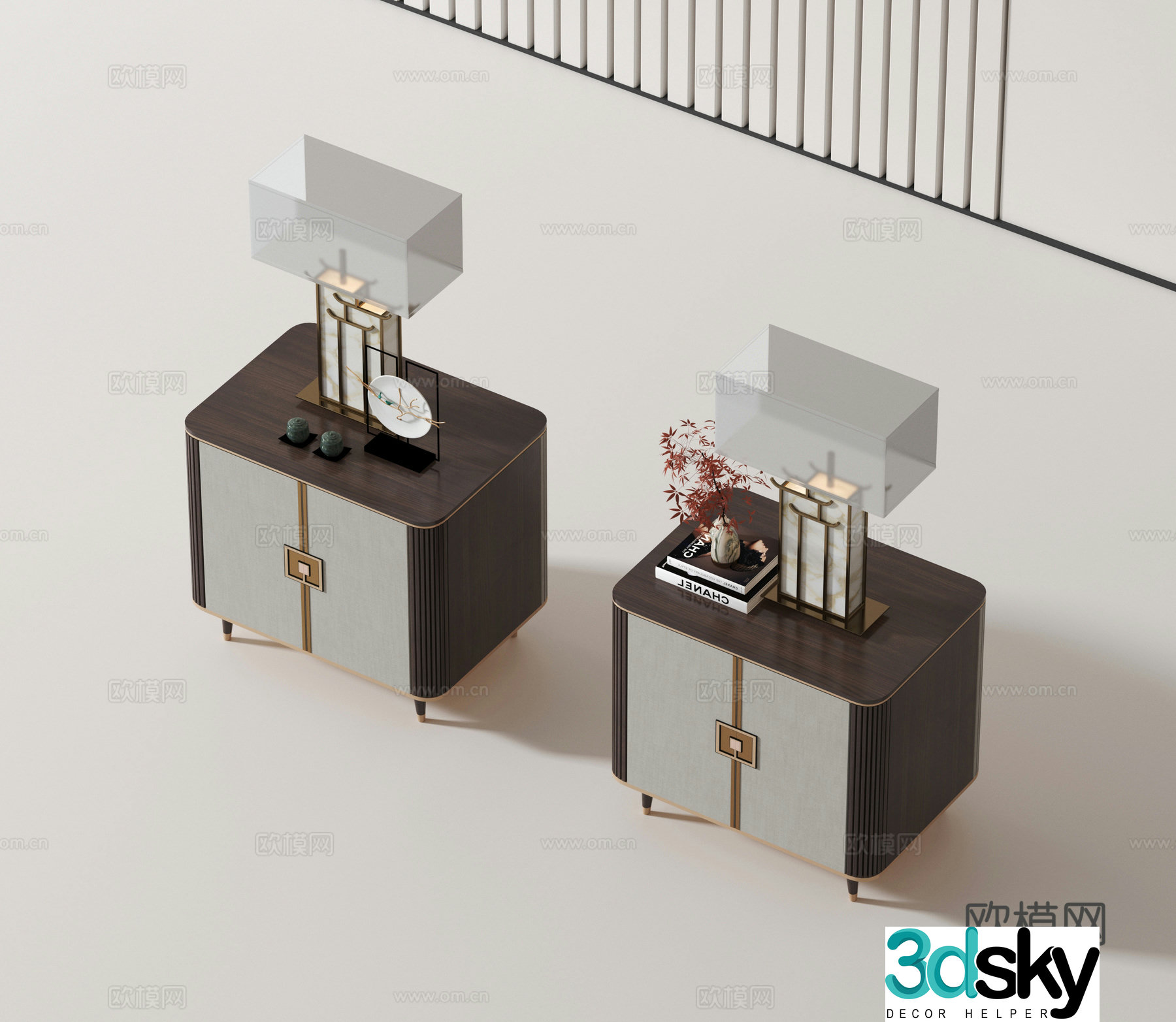 New Chinese style bedside table 3d model