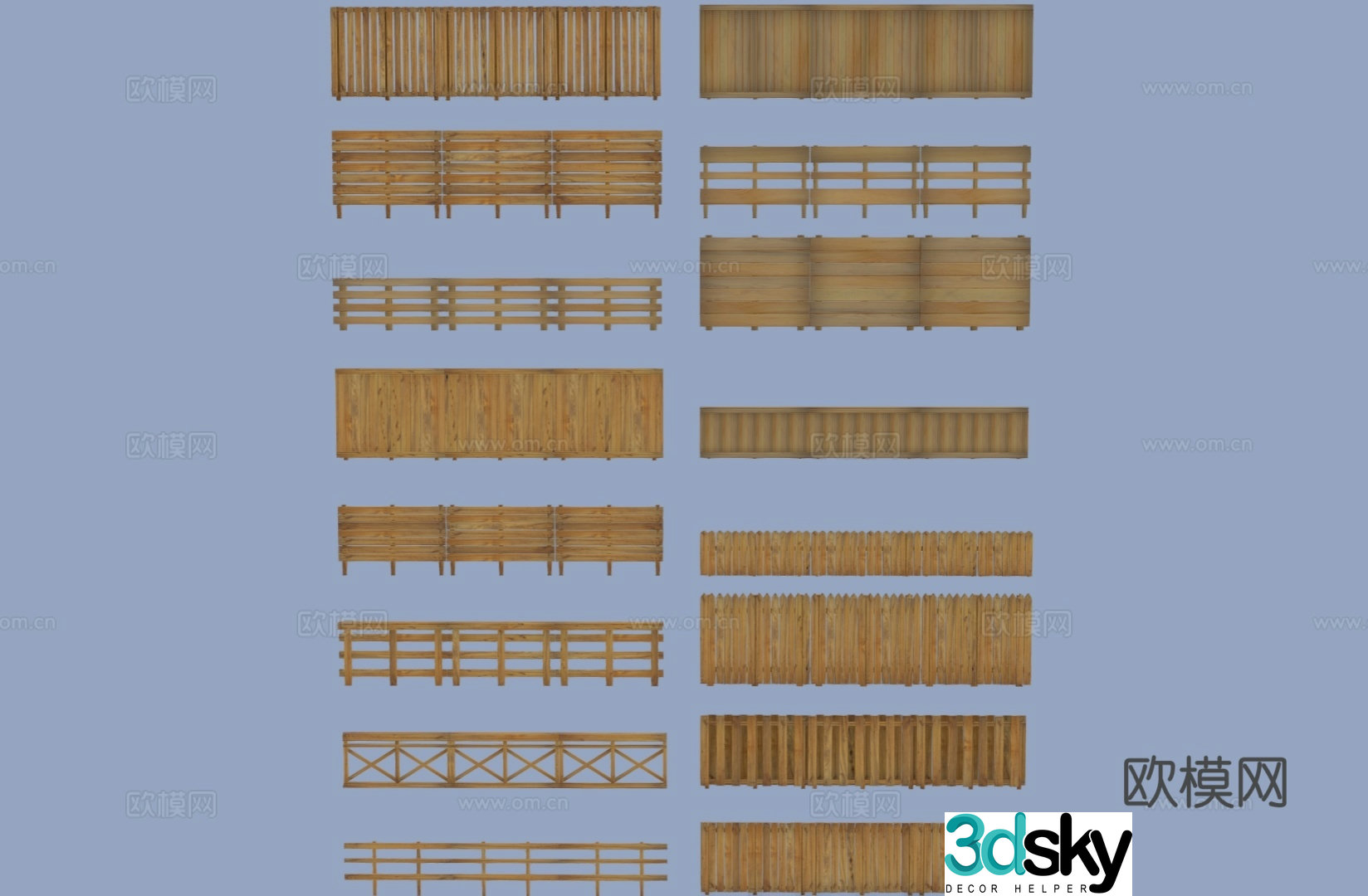 Chinese style fence guardrail bamboo fence bamboo fence 3d model
