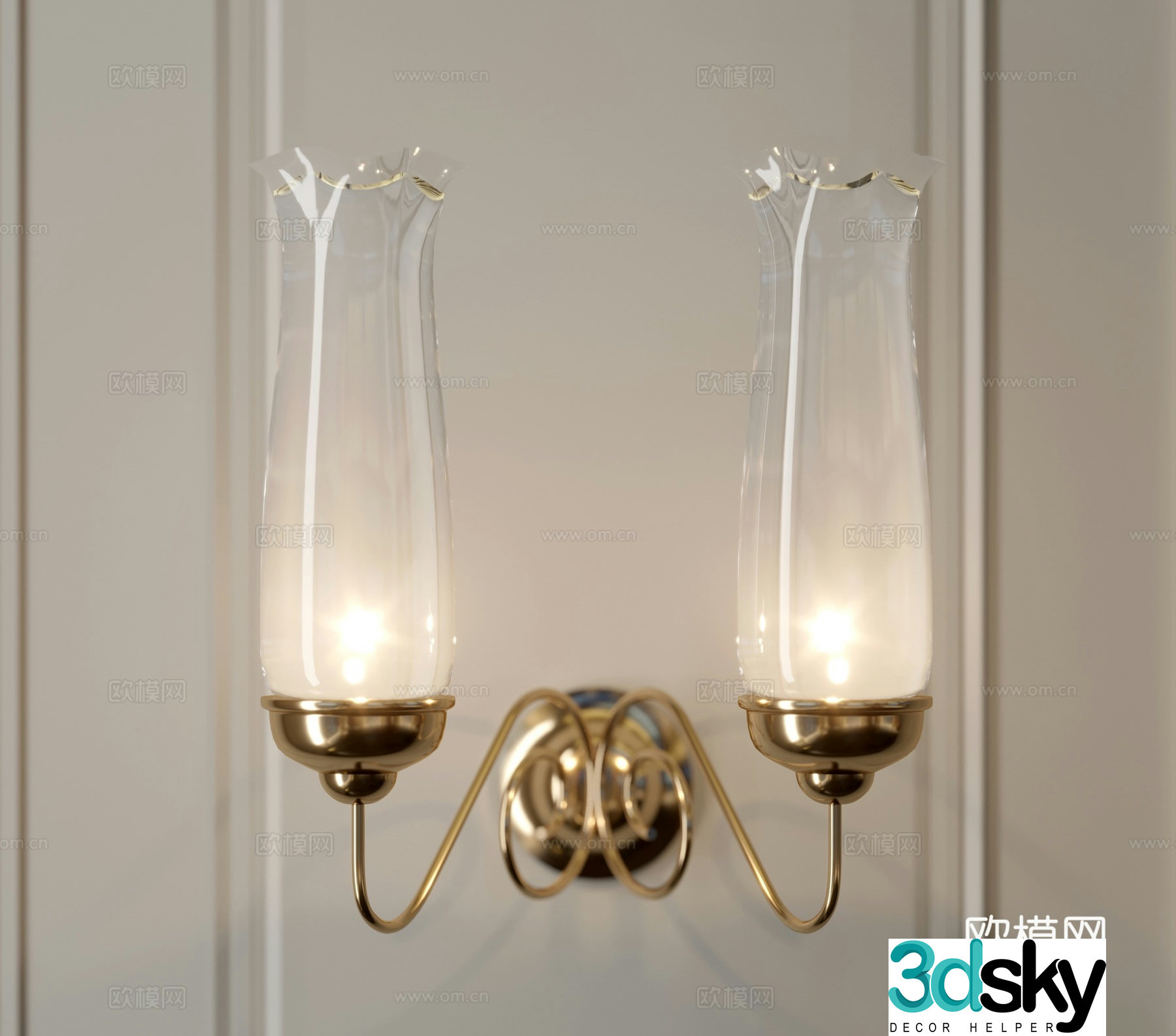European style wall lamp double head wall lamp 3d model
