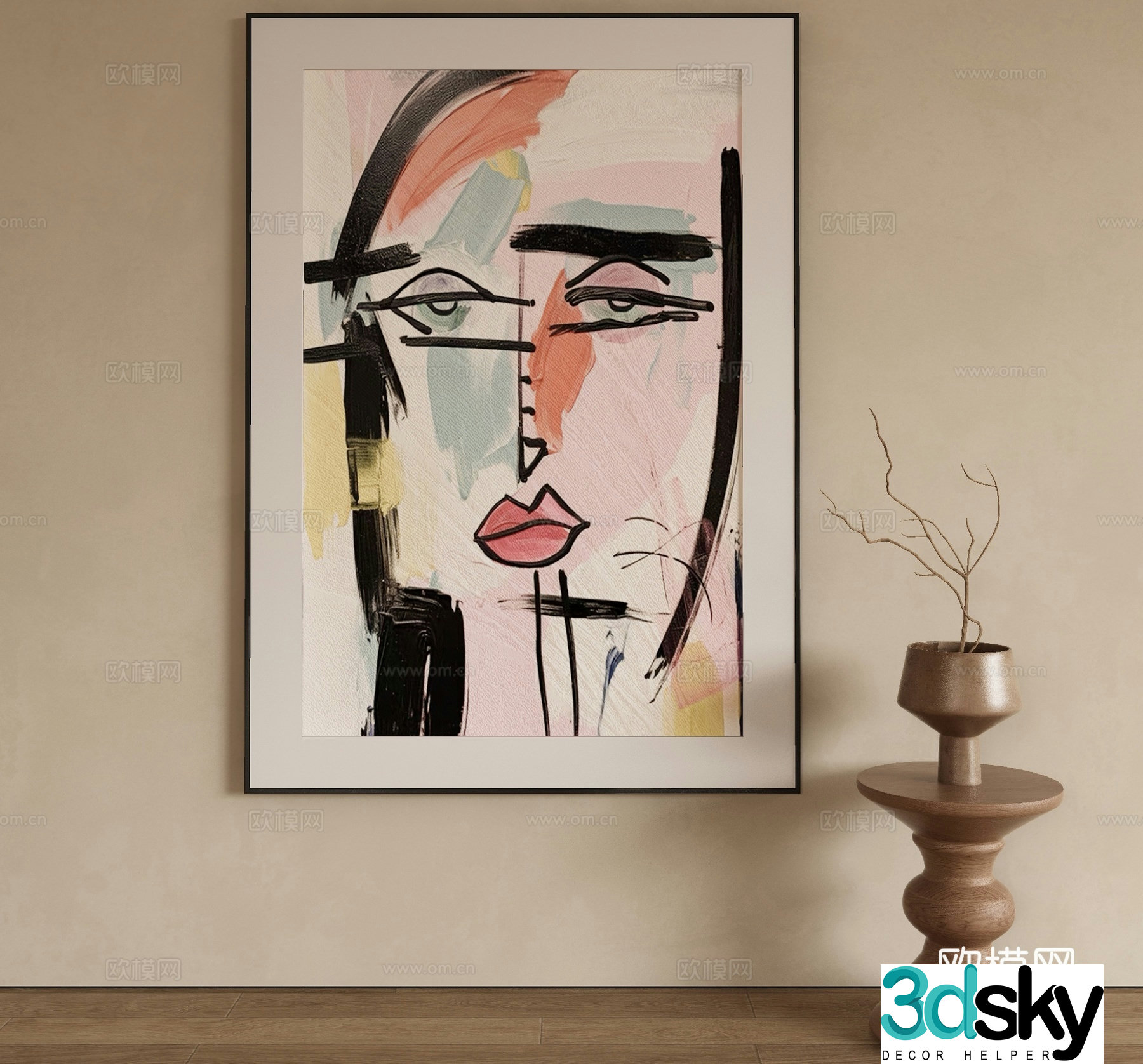 Modern abstract painting decorative painting 3d model