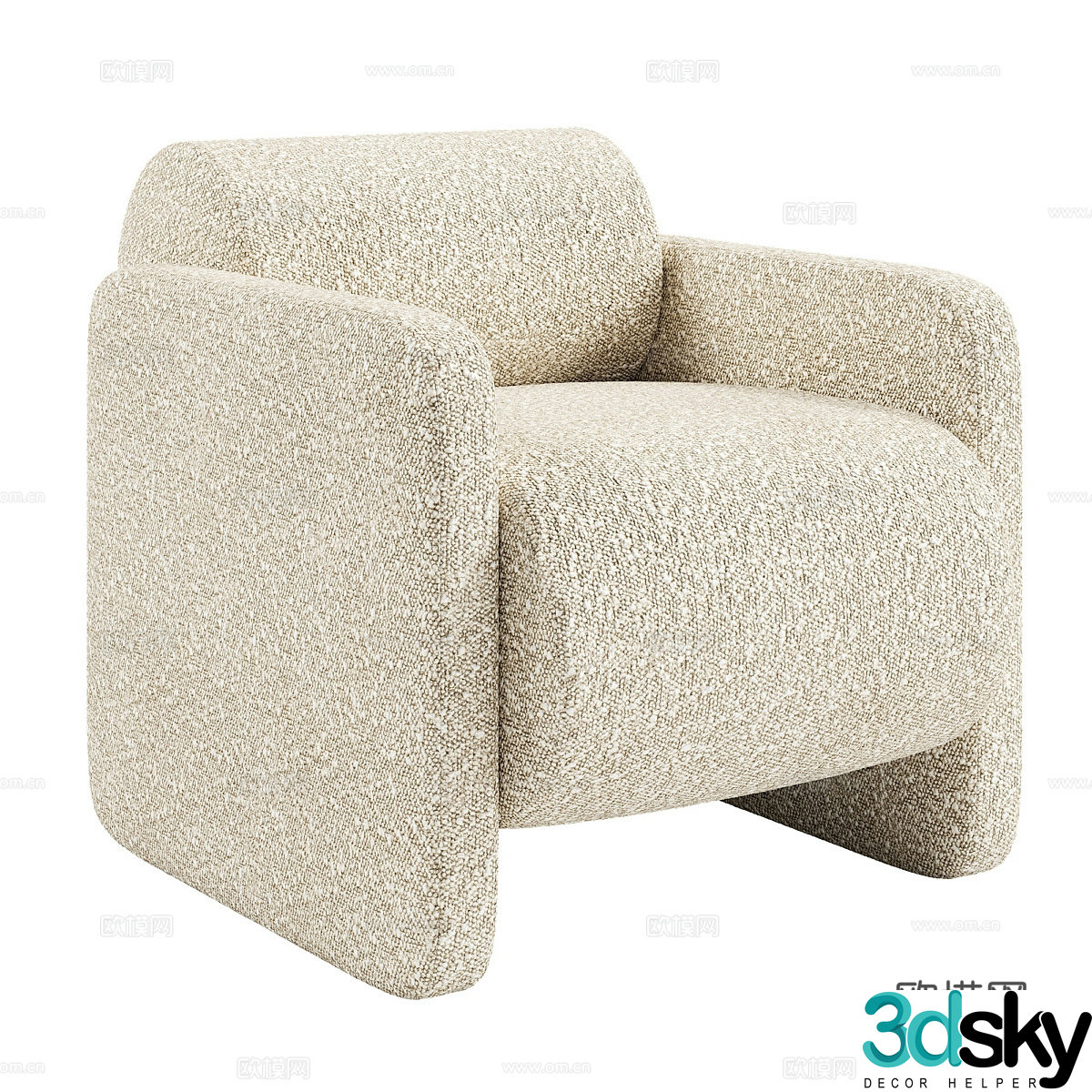 Cream style single sofa 3d model