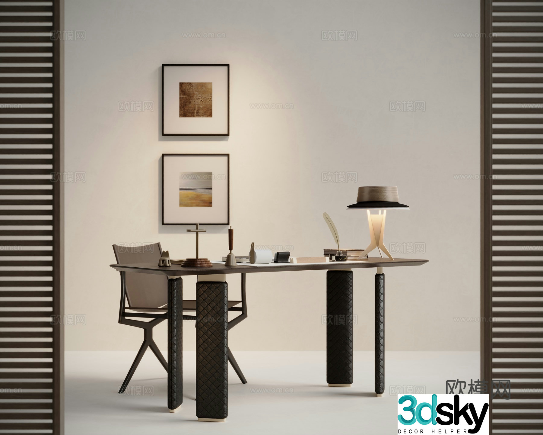 Italian desk and chair 3d model
