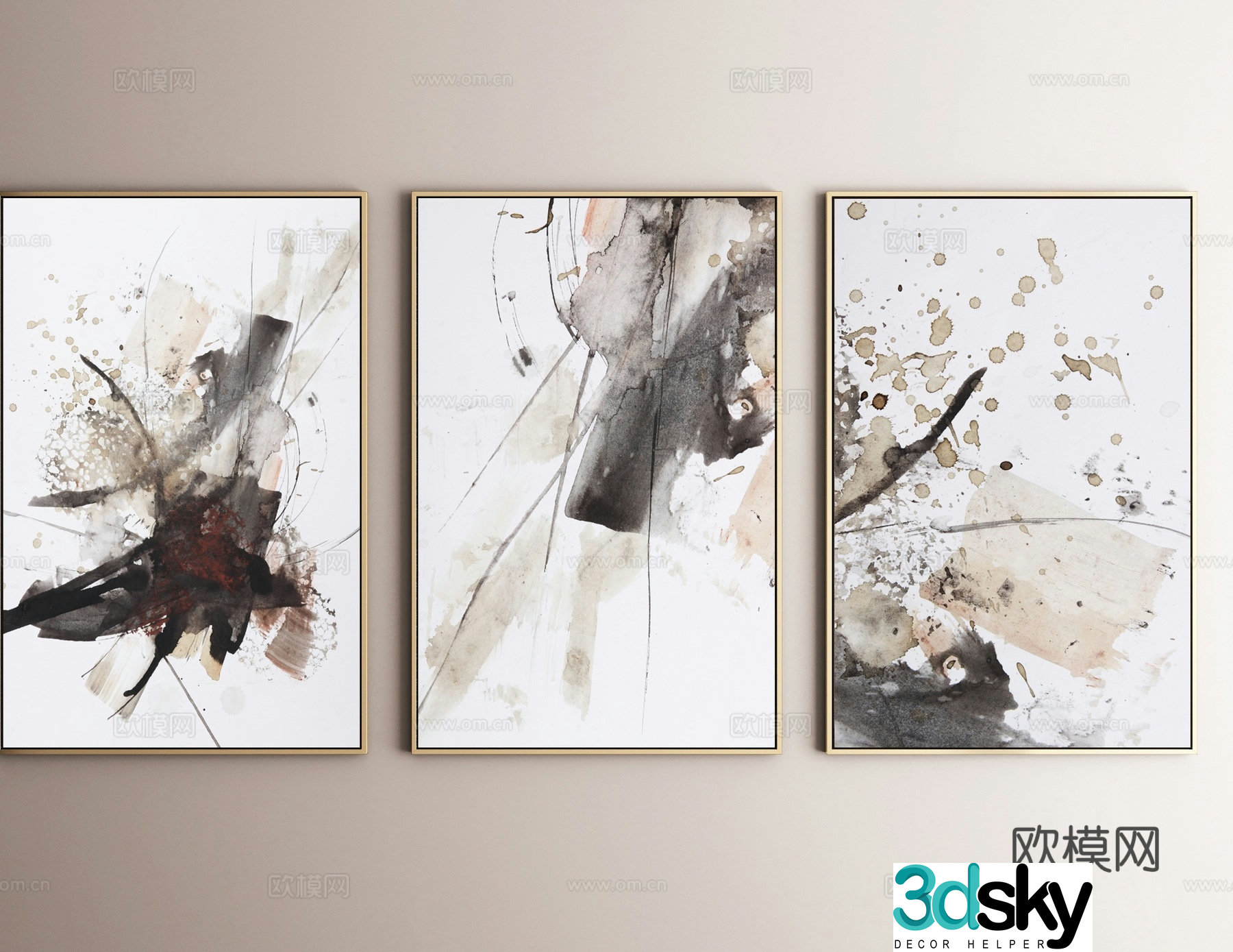 Modern art hanging painting texture painting 3d model