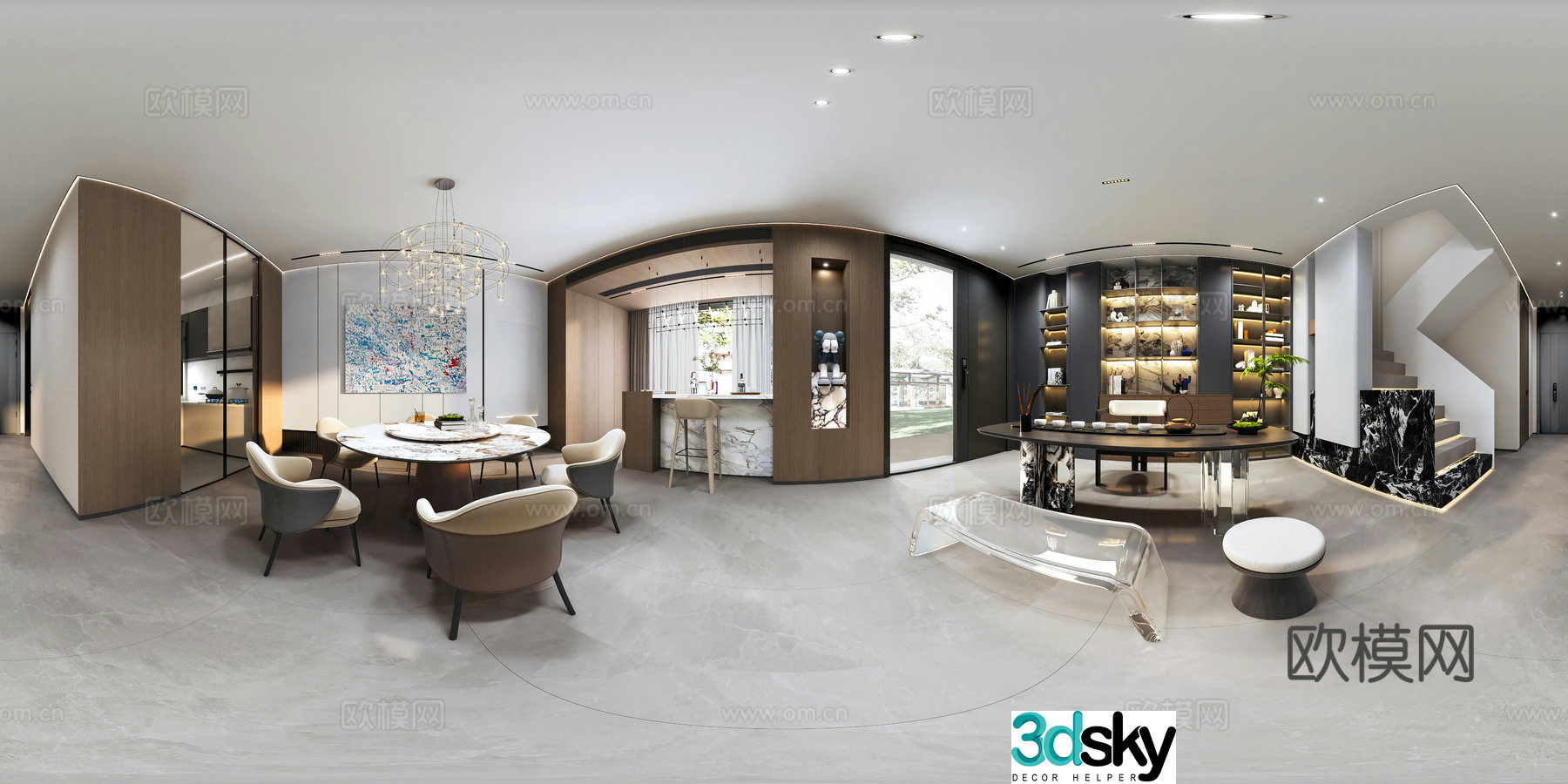 Light luxury restaurant VR panoramic 3D model