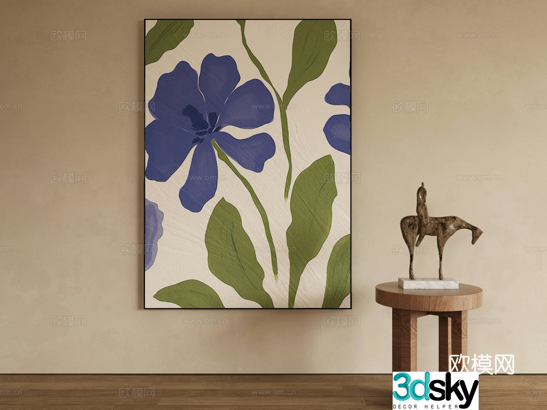 Modern flower painting decorative painting 3d model