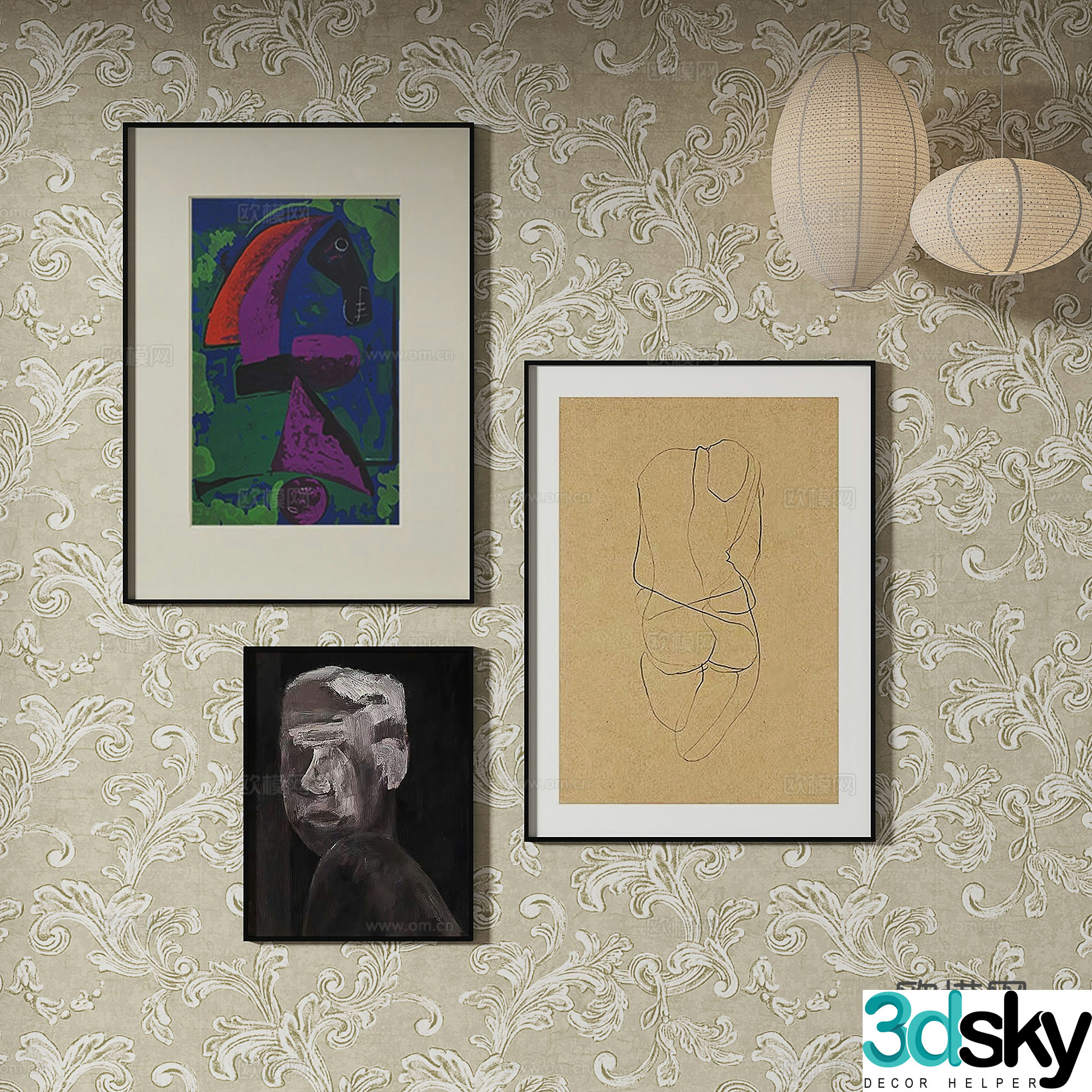 Simple European art painting decorative painting 3d model