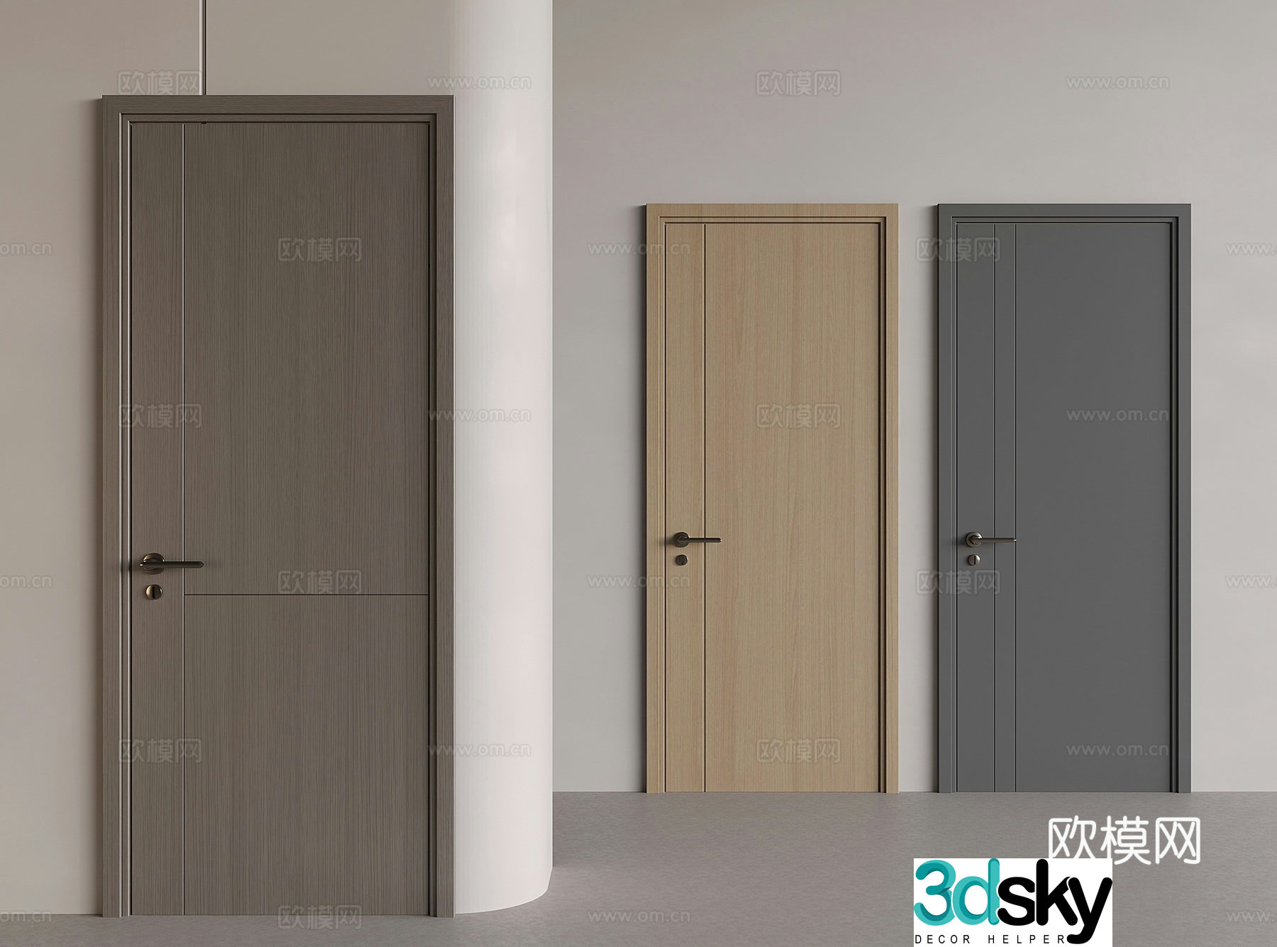 Modern entrance door invisible door swing door 3d model