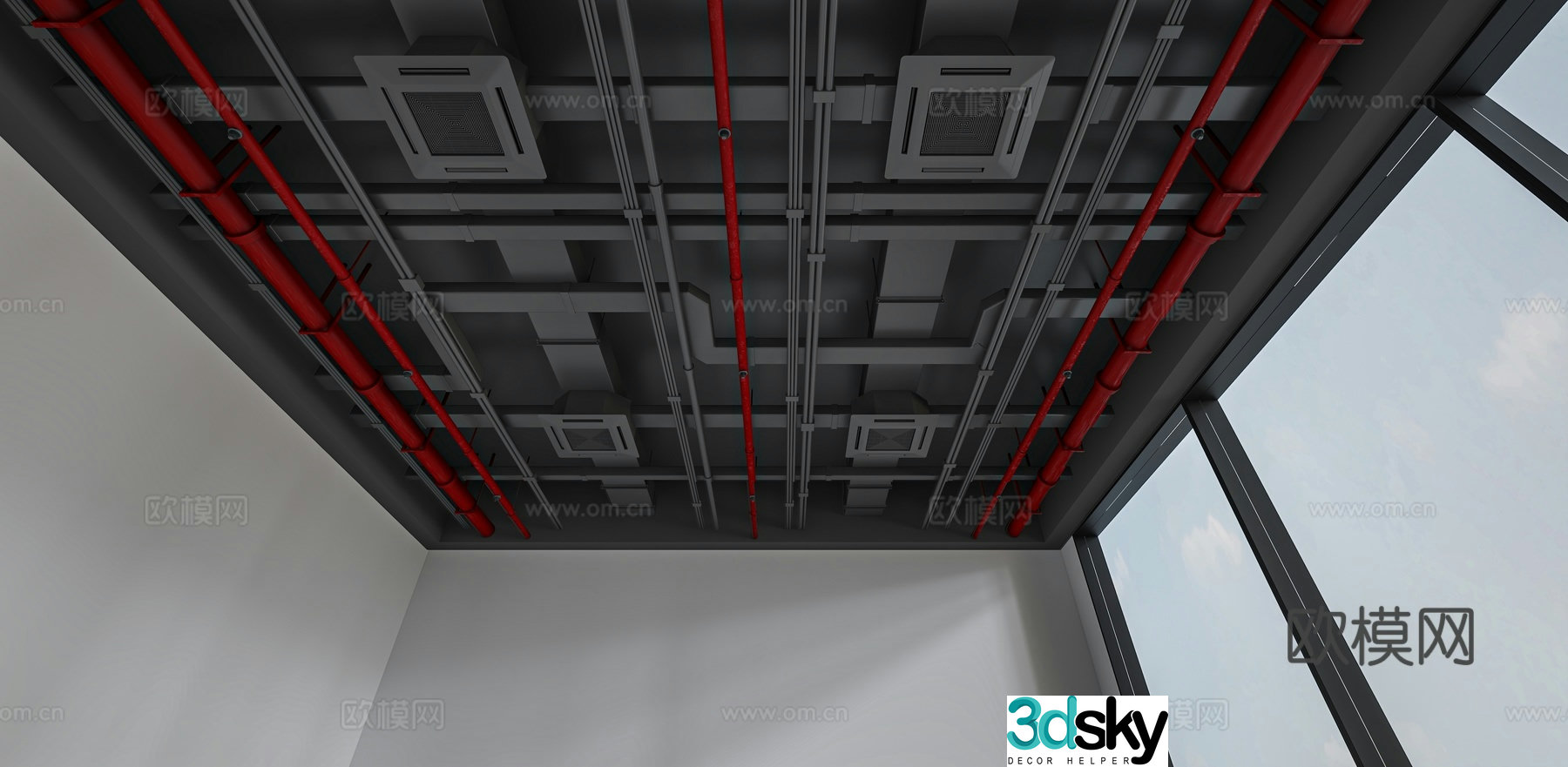 Pipe ceiling air conditioning pipe pipe ceiling 3D model