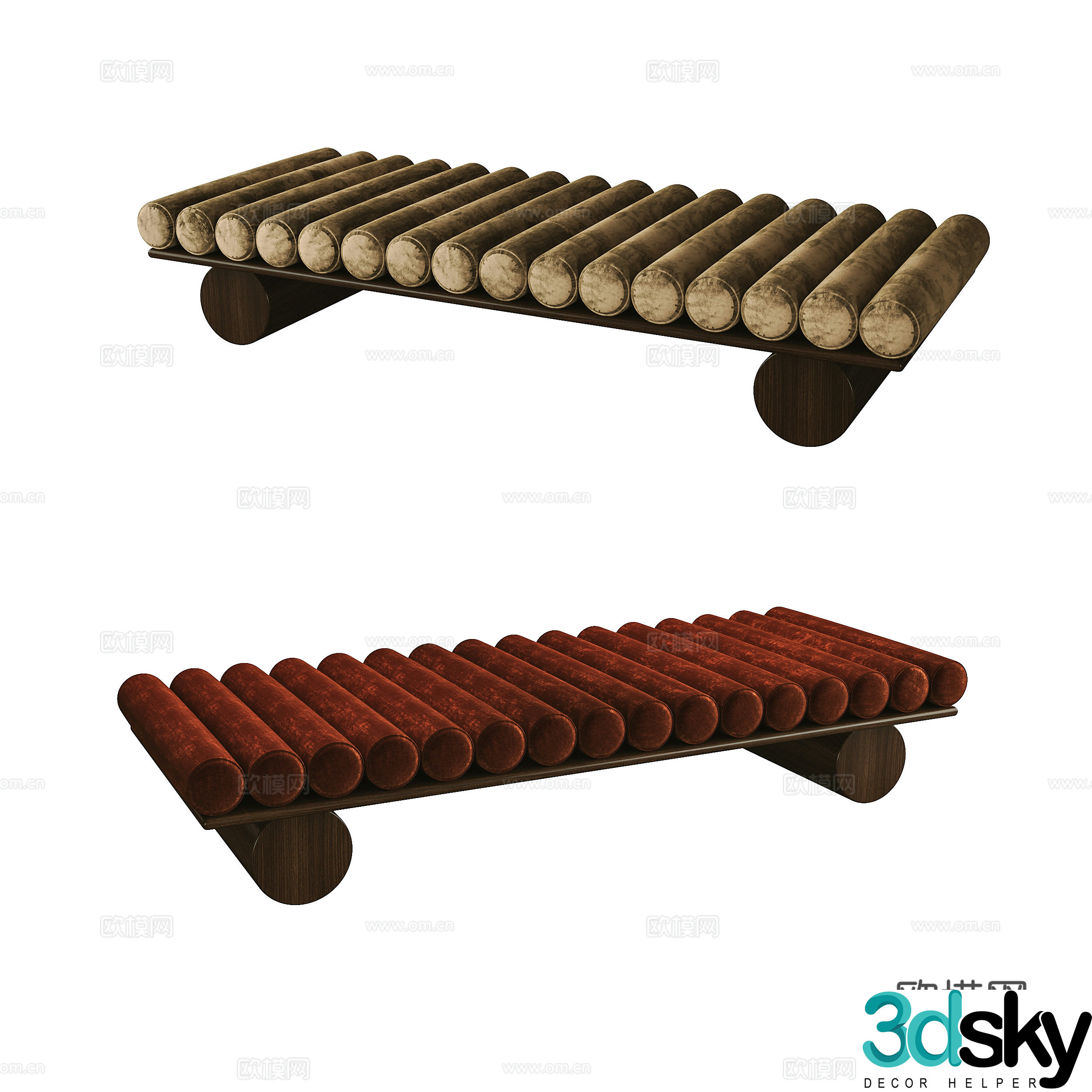 Modern footrest sofa stool 3d model