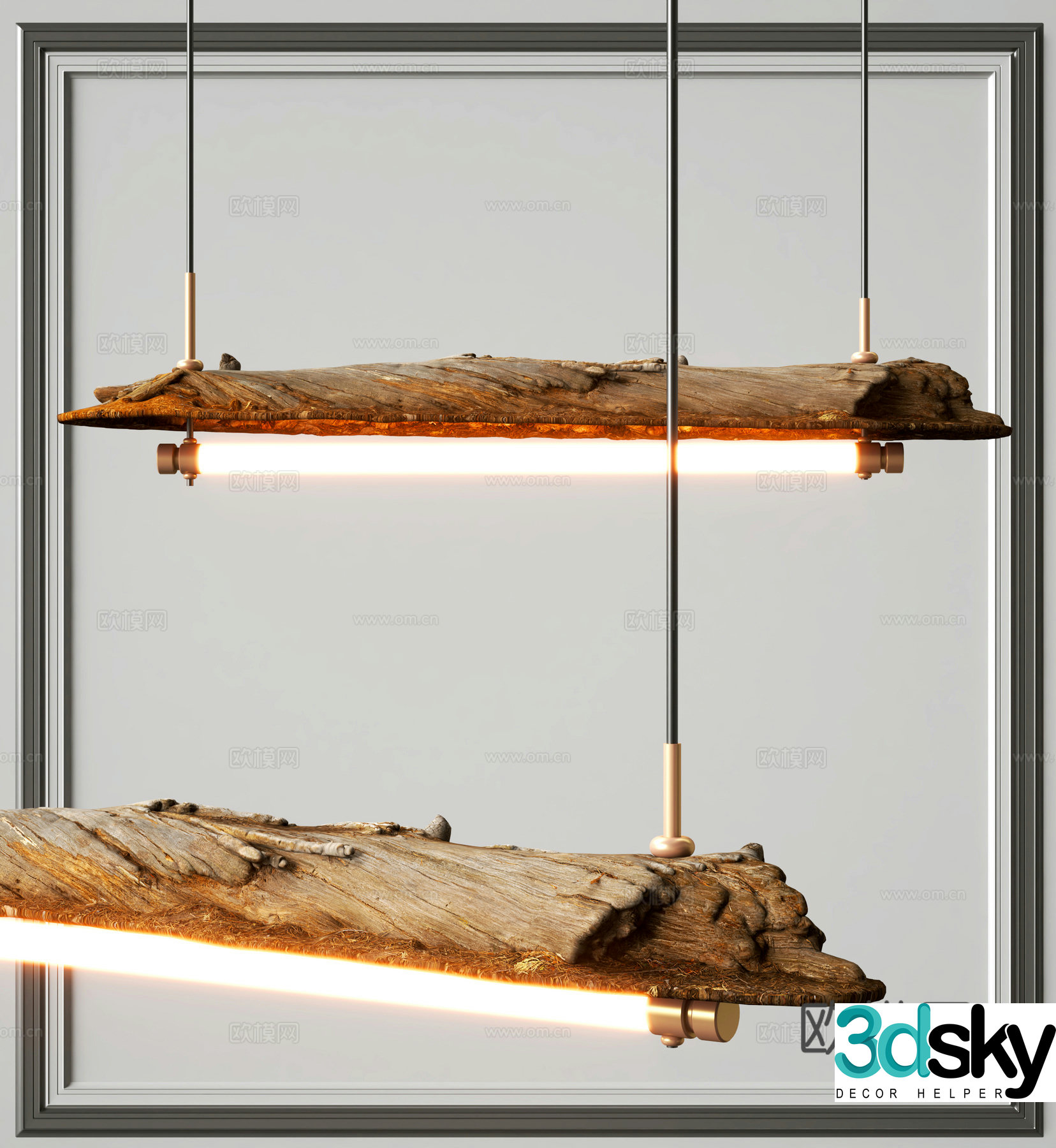 wabi-sabi chandelier tree trunk chandelier wood chandelier 3d model