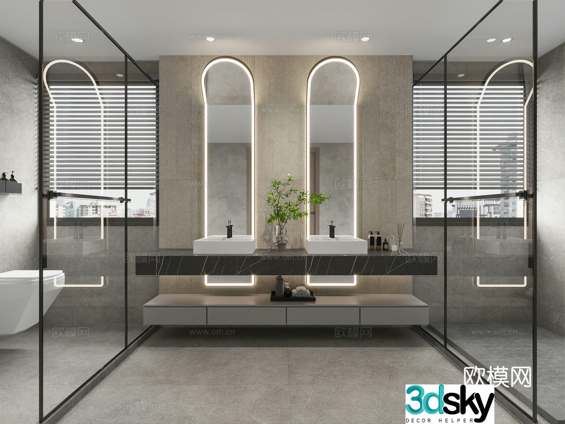 Modern restroom bathroom 3d model