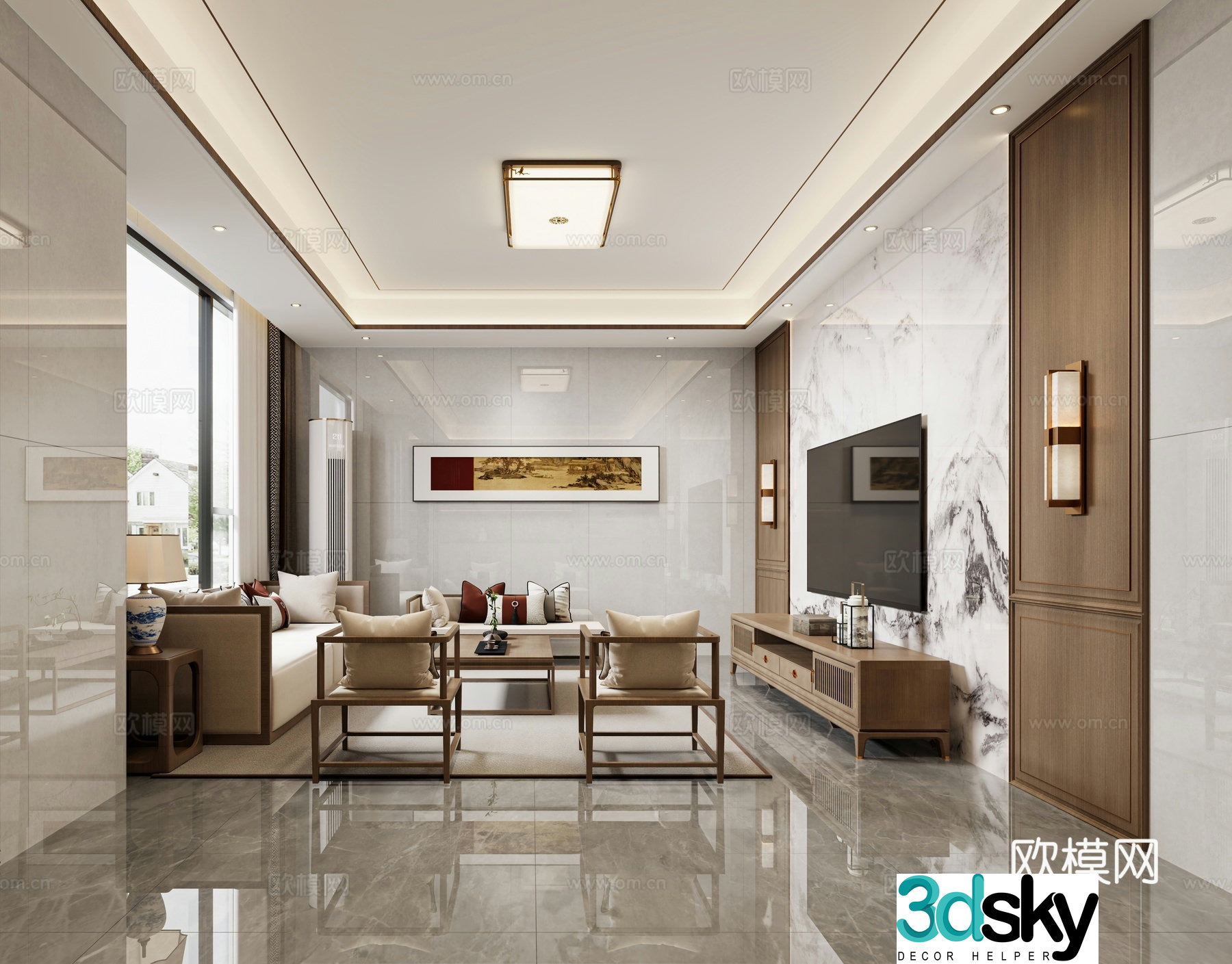 New Chinese style living room 3d model