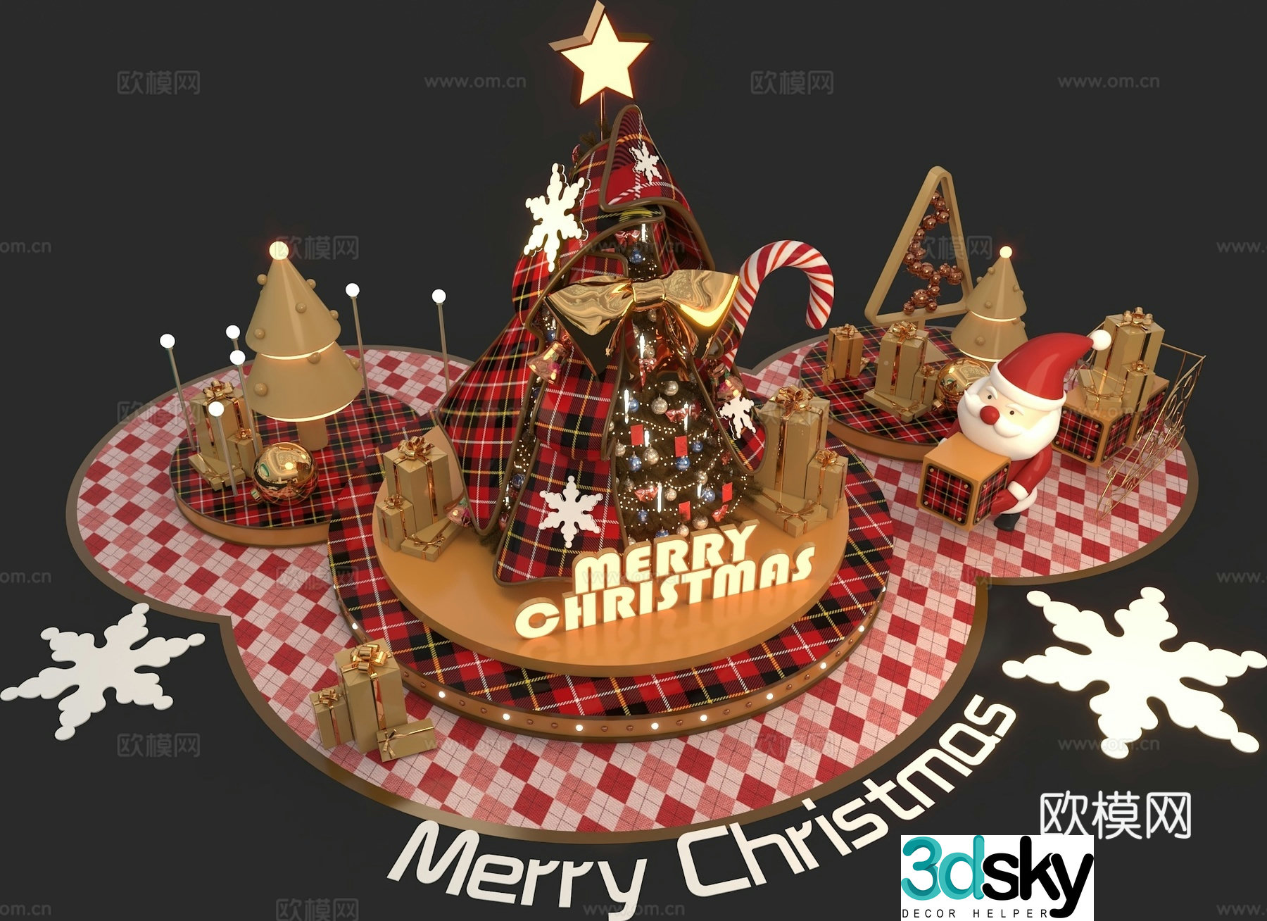 Modern Christmas tree display photo check-in point 3D model