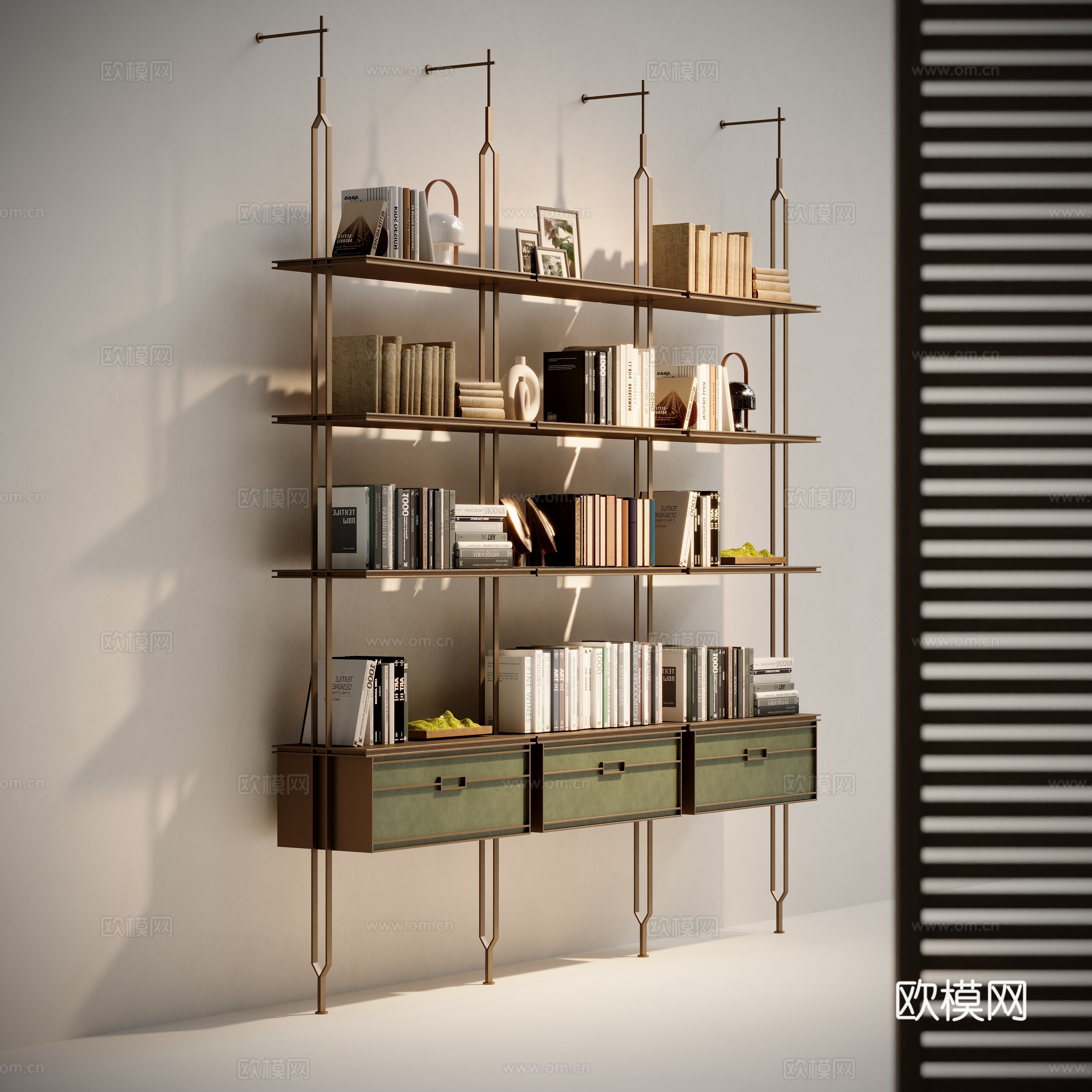 Modern bookshelf 3d model