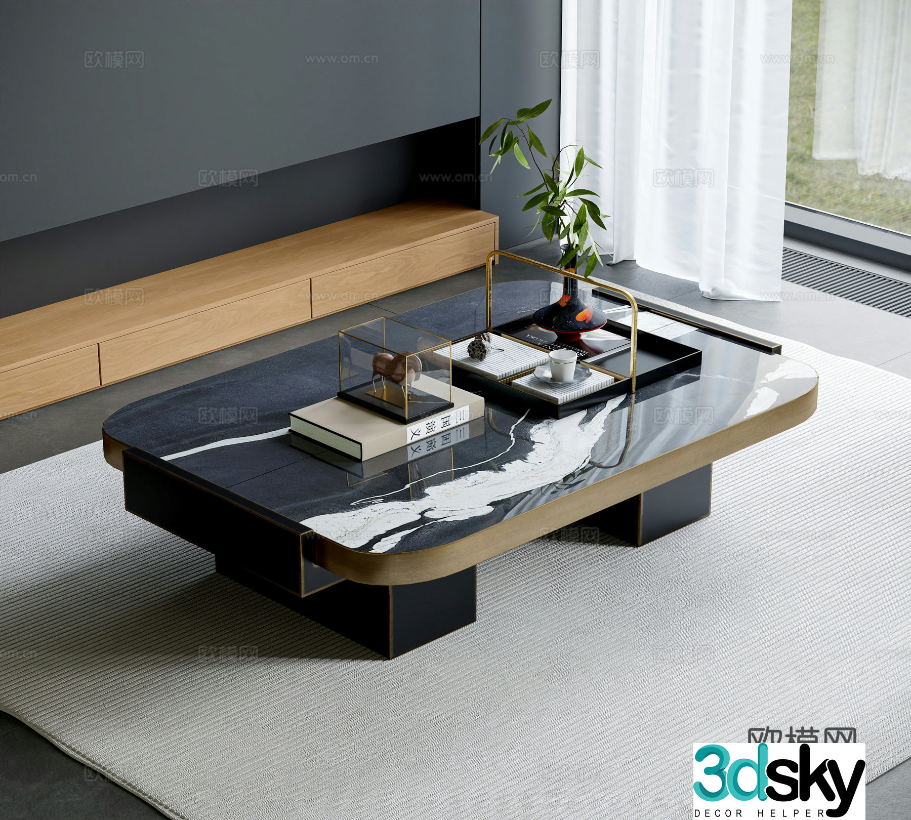 Light luxury marble coffee table 3D model