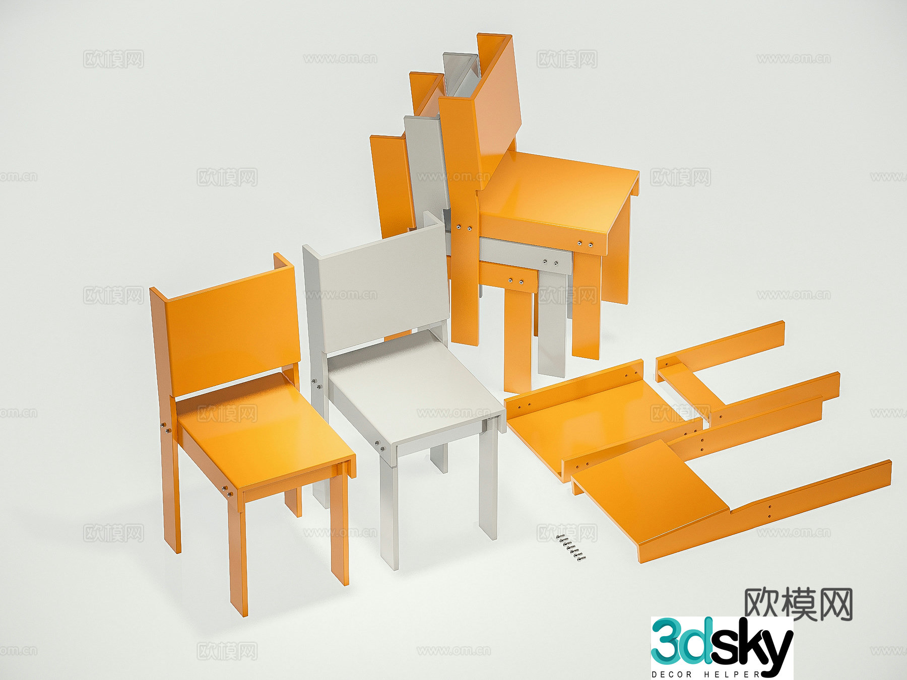 Modern dining chair leisure chair 3d model