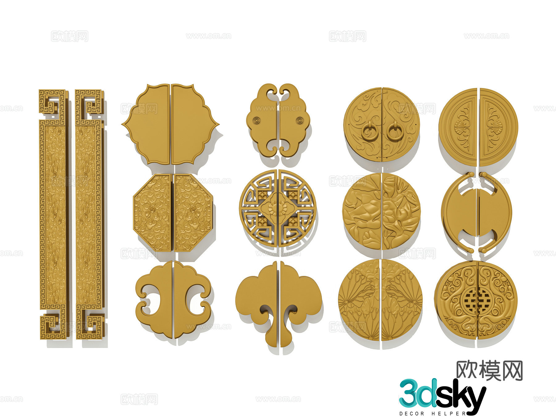 Chinese cabinet door handle handle 3d model