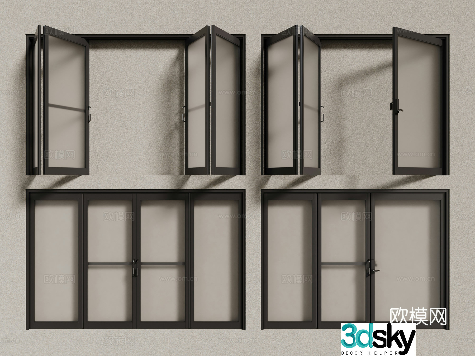 Modern windows aluminum alloy windows casement windows floor-to-ceiling windows 3d model