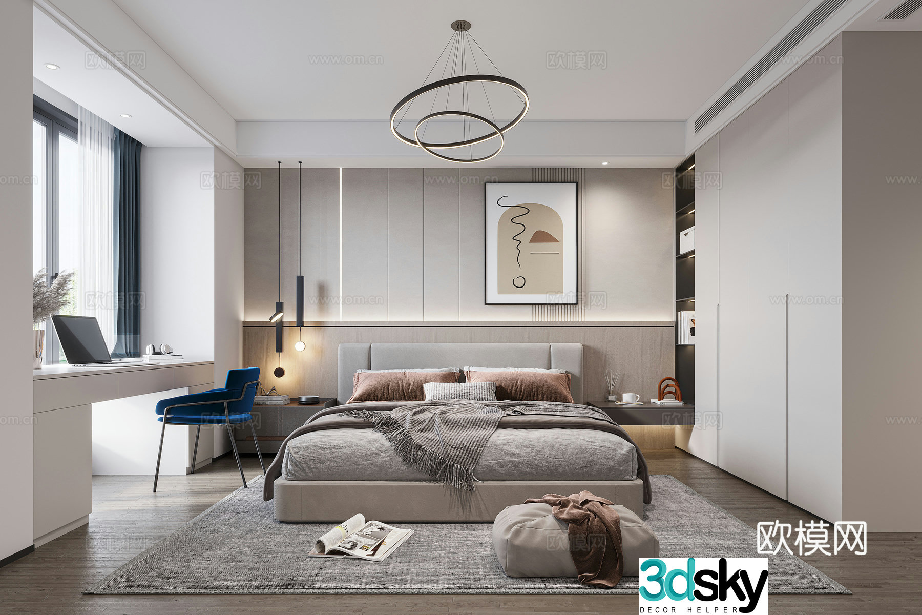 Modern bedroom master bedroom 3d model