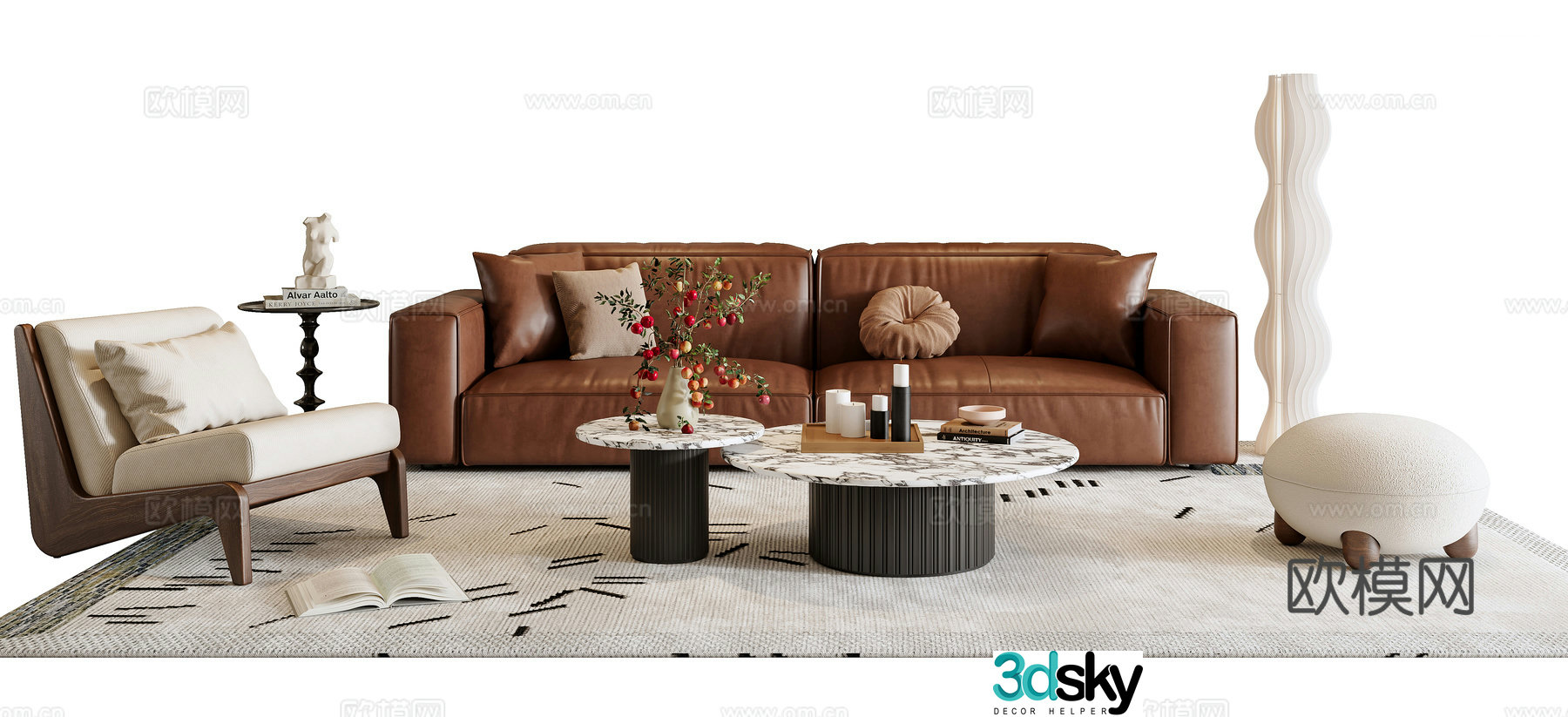French sectional sofa 3d model