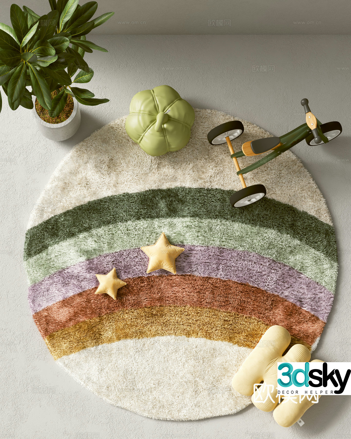 Modern round rug children’s rug 3d model