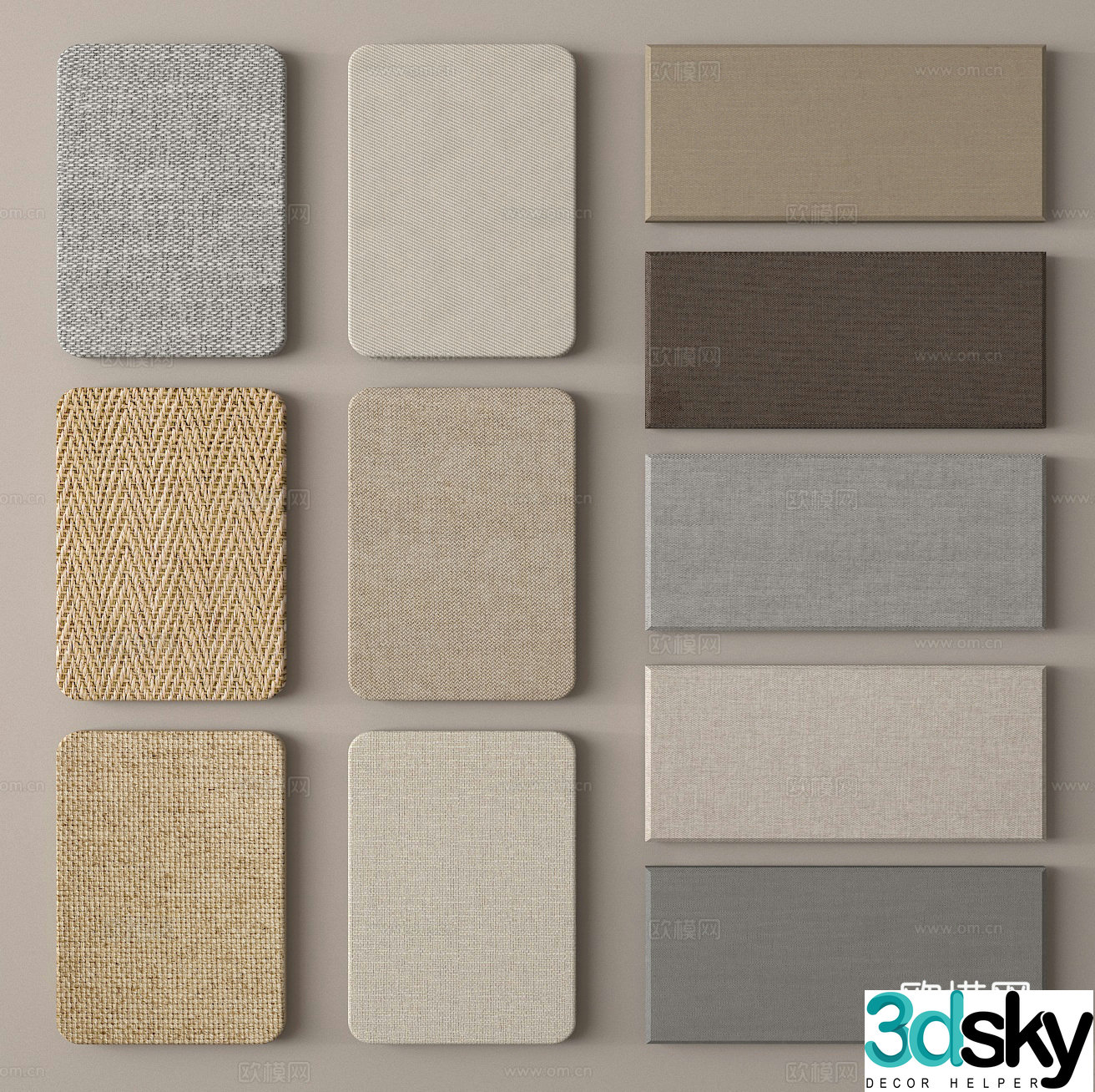 Modern cloth pattern cloth wall covering wainscot 3d model
