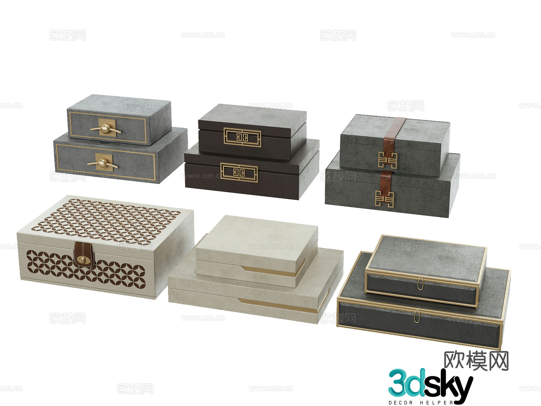 New Chinese style decorations ornaments boxes 3D model