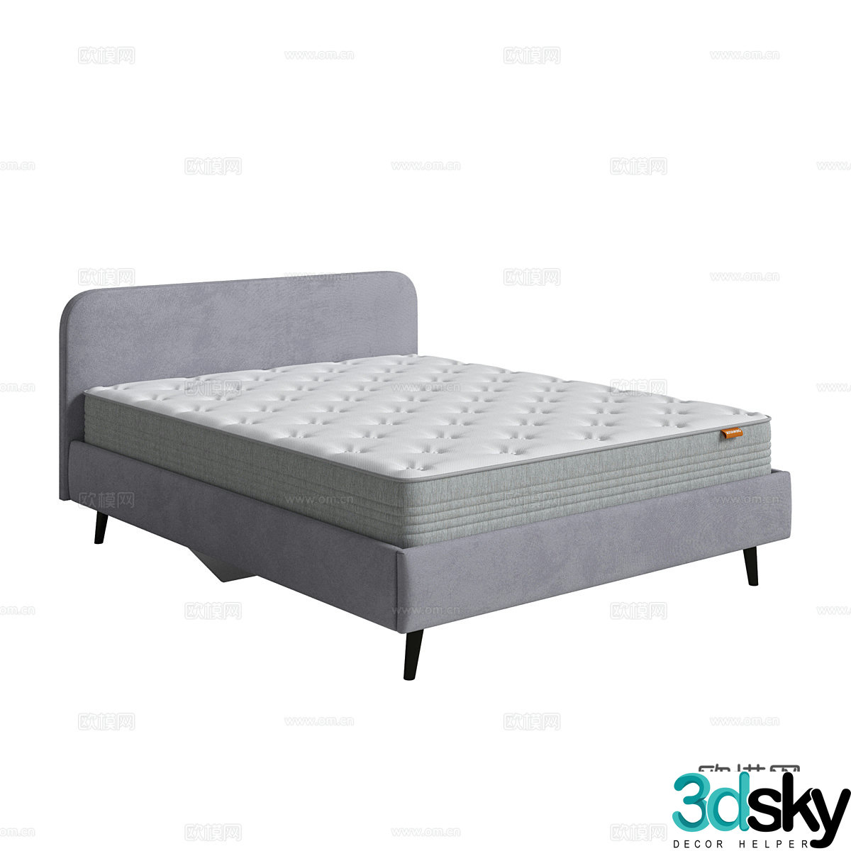 Modern double bed 3d model