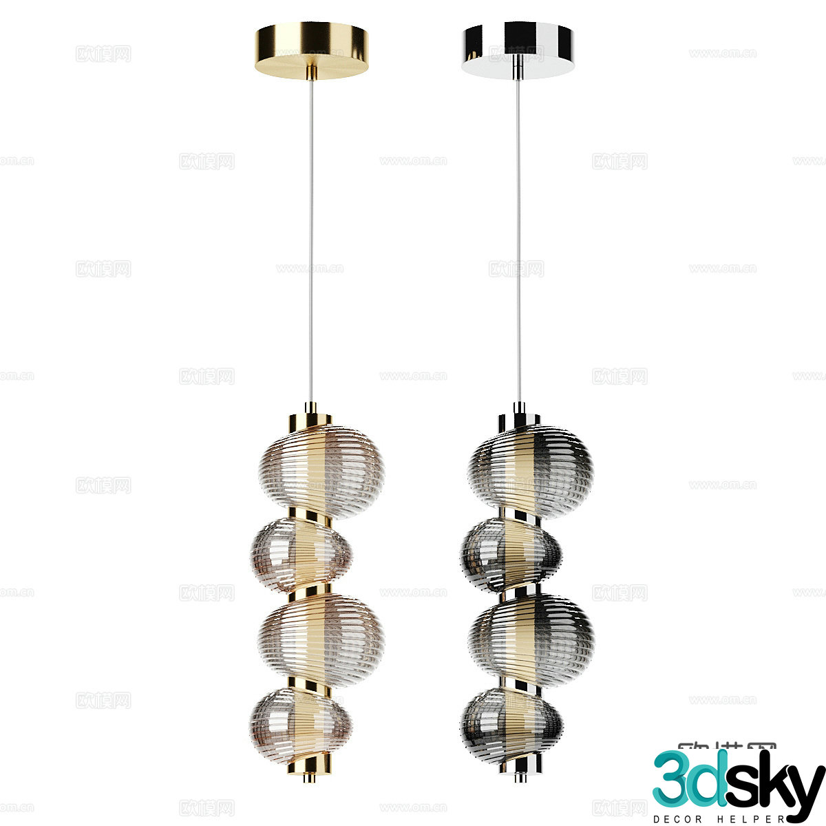 Light luxury glass chandelier simple chandelier 3d model