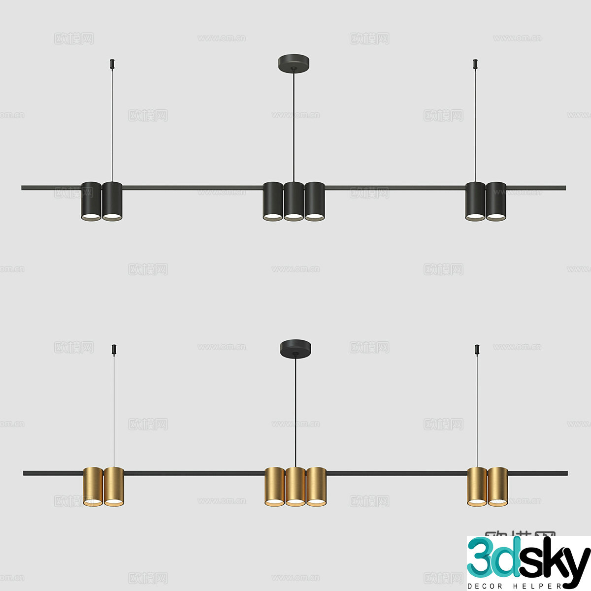 Light luxury chandelier long chandelier 3d model