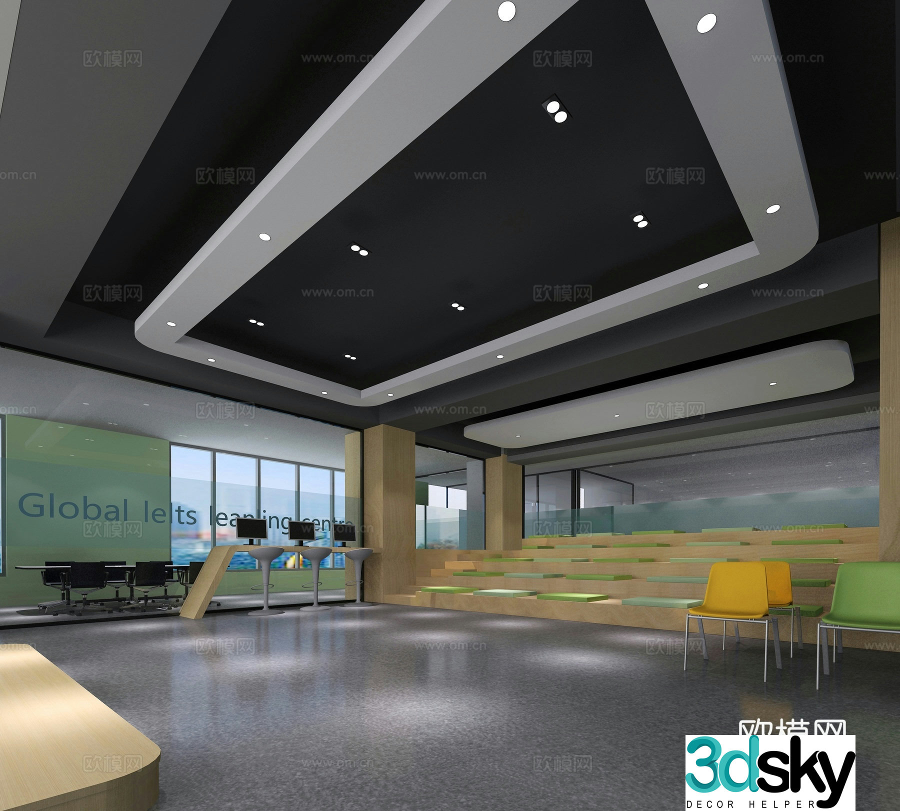 Modern training center multi-purpose hall 3d model