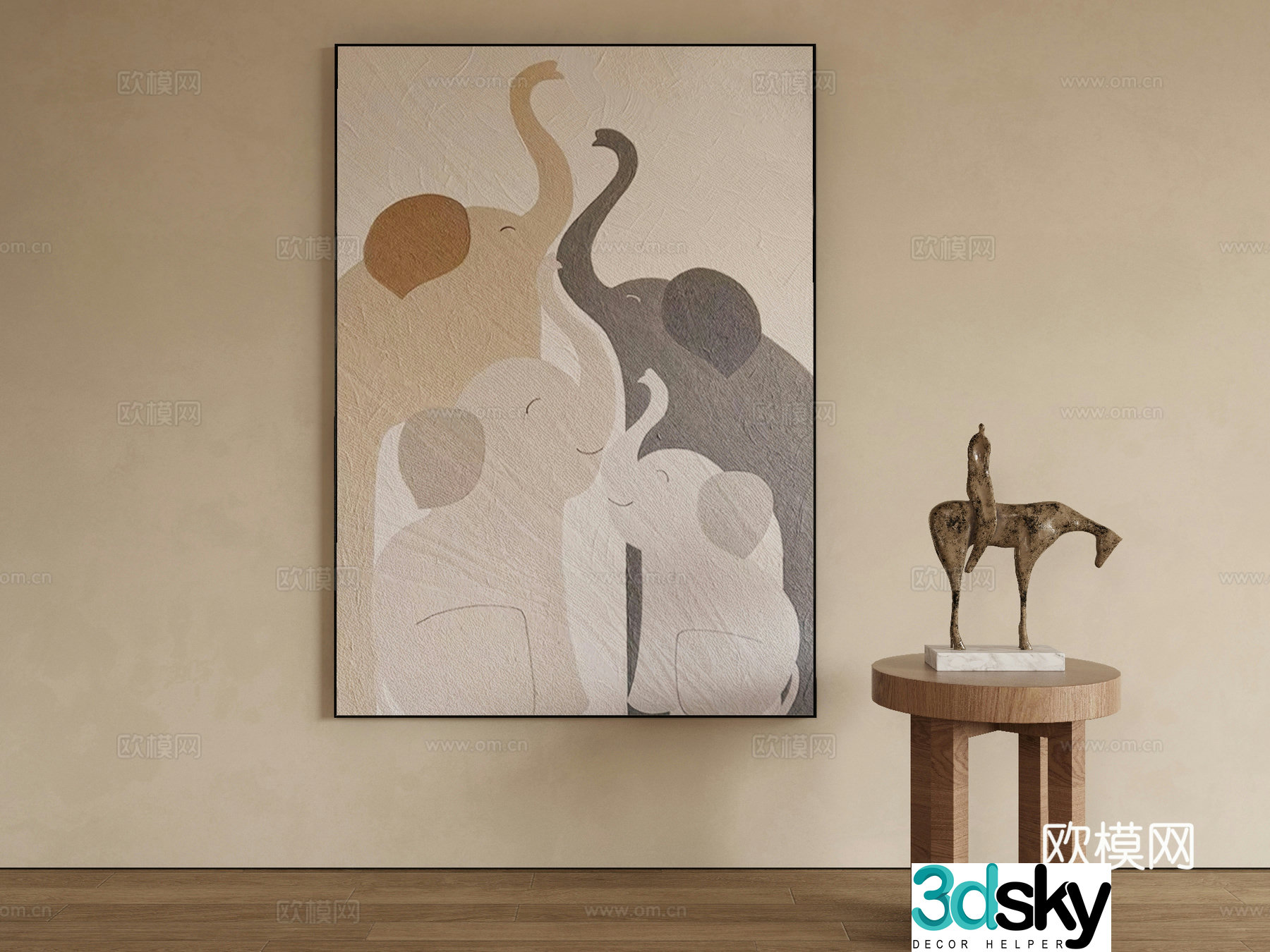 Modern texture painting decorative painting 3d model