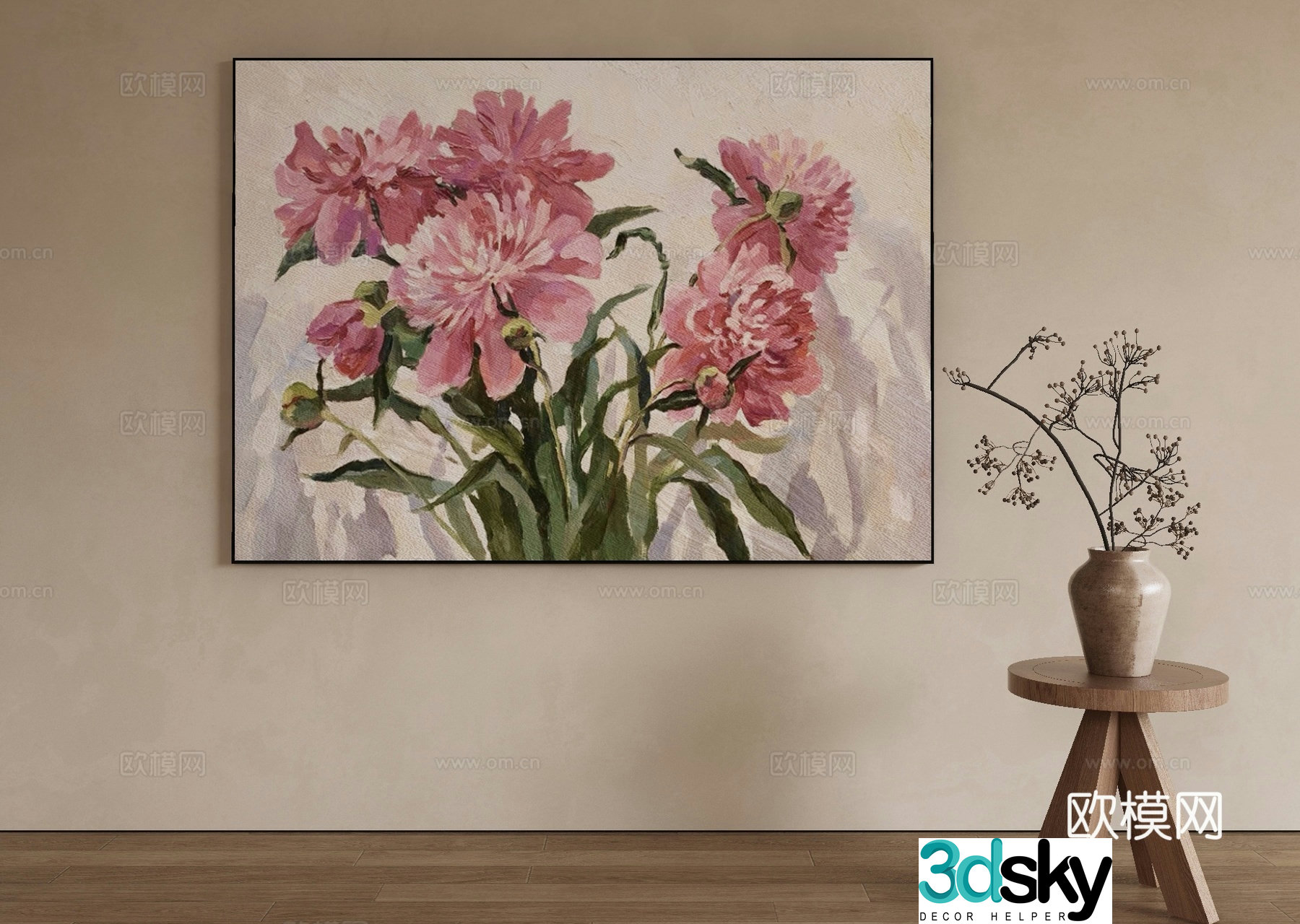 Modern flower painting decorative painting 3d model