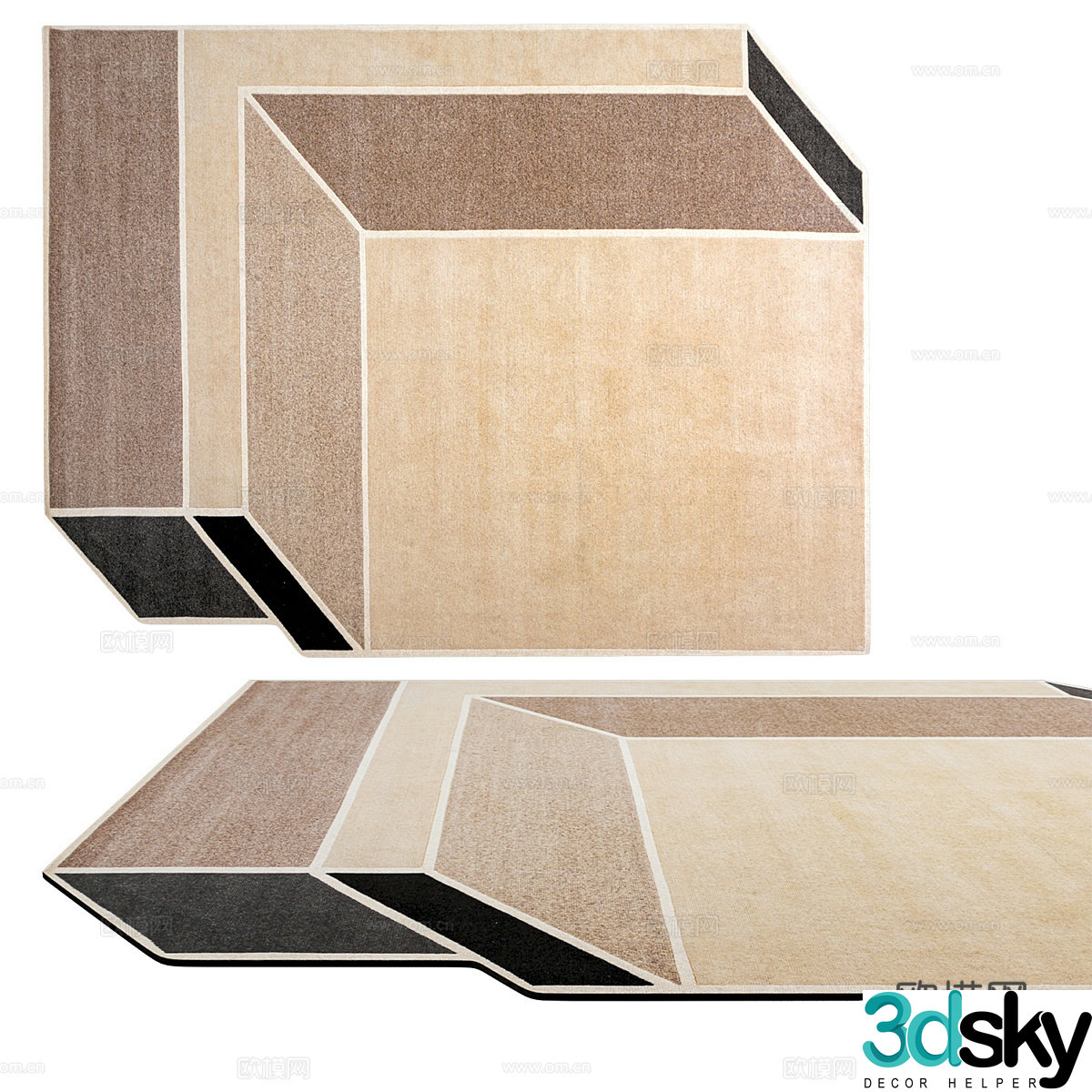 Modern minimalist carpet special shaped carpet 3d model