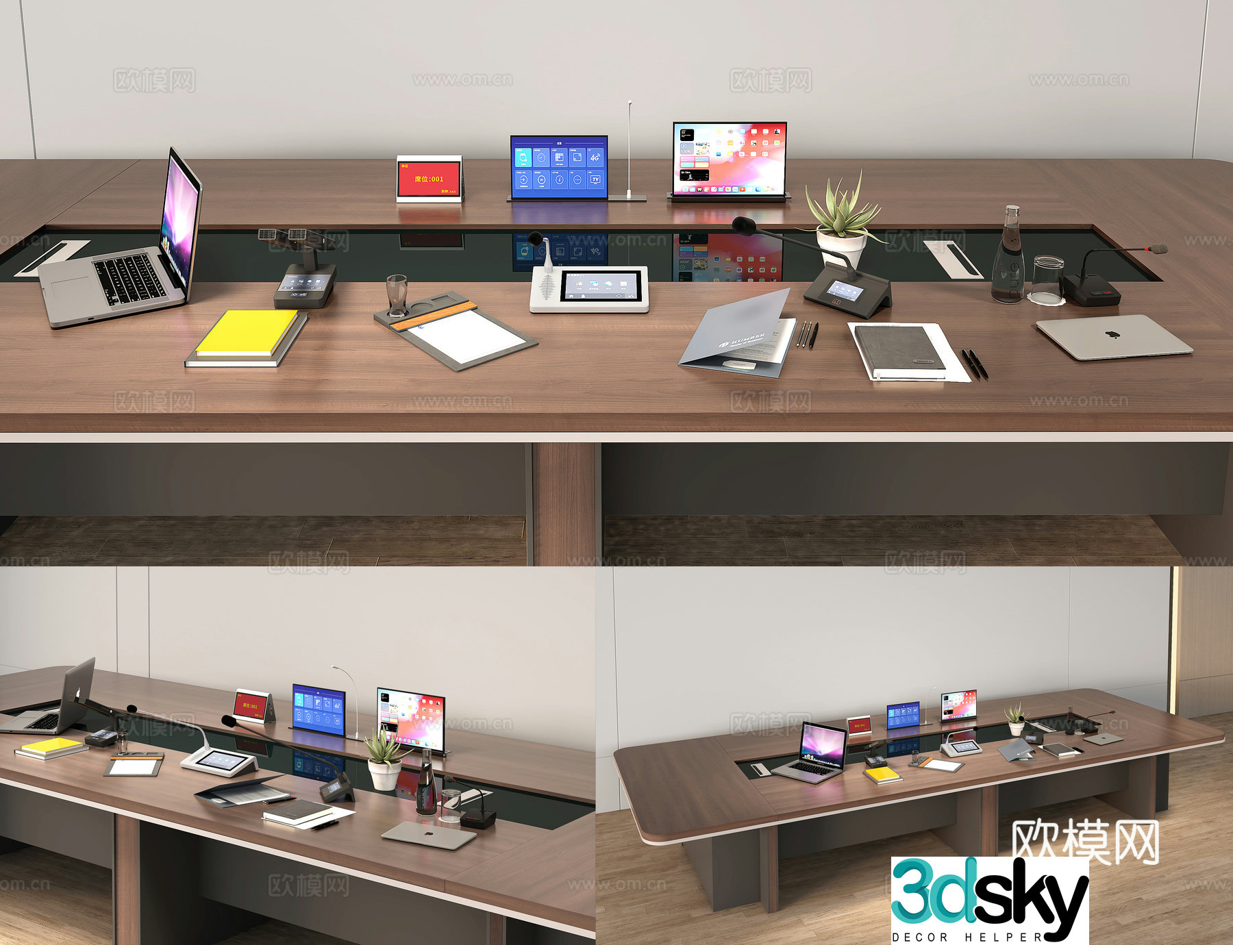 Conference table conference supplies microphone 3D model