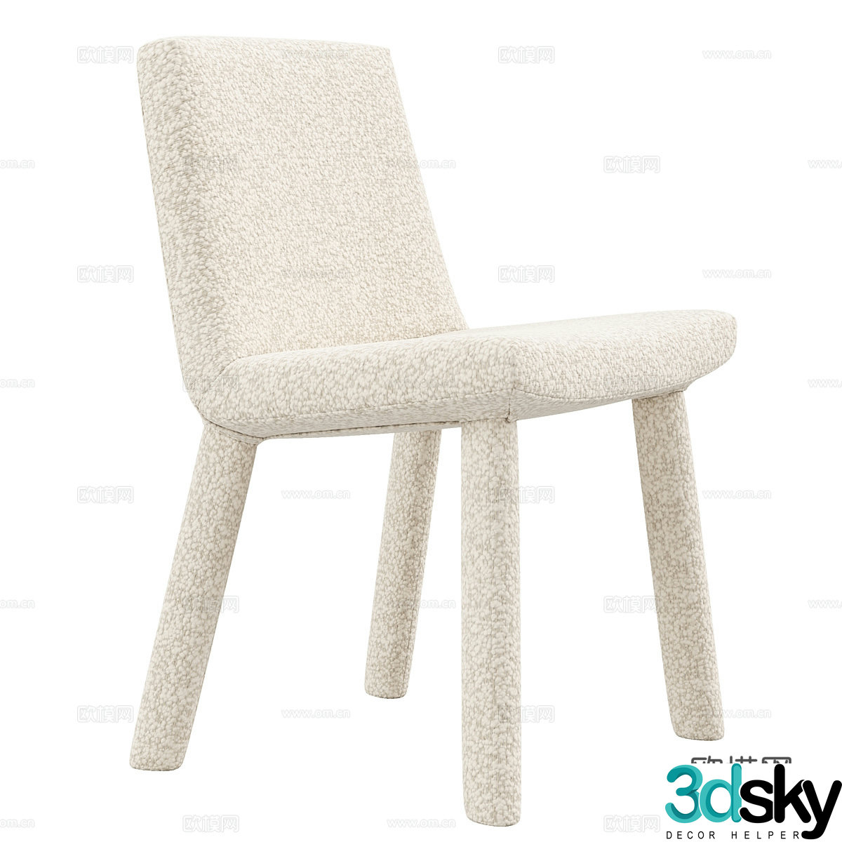 Cream style chair dining chair 3d model