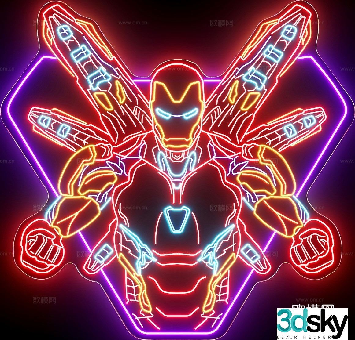 iron man neon light outdoor light 3d model