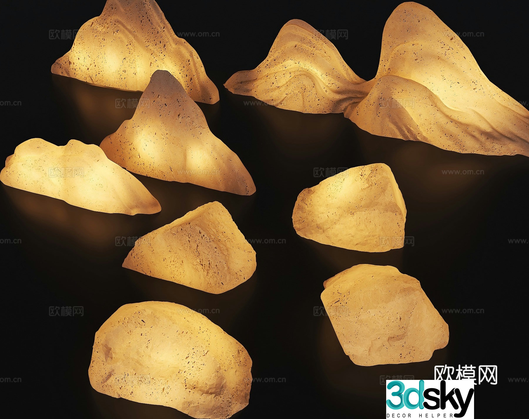 Luminous Stone Luminous Stone Luminous Snow Wave Stone Landscape Simulation Stone Lamp 3D Model