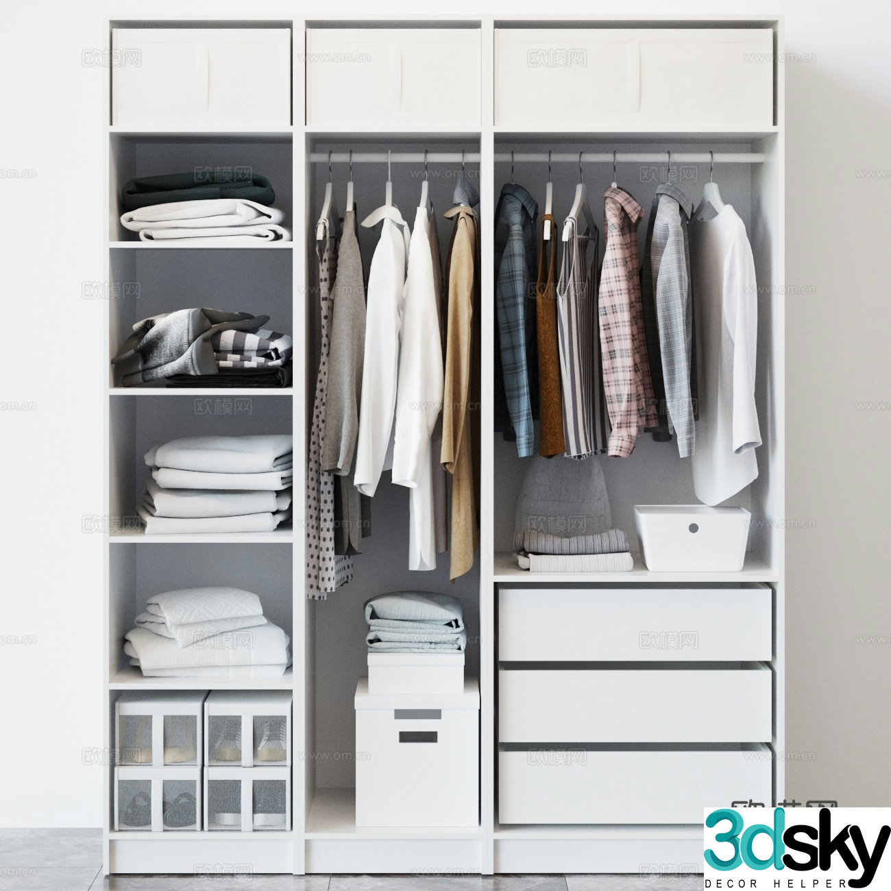Doorless wardrobe wardrobe 3d model