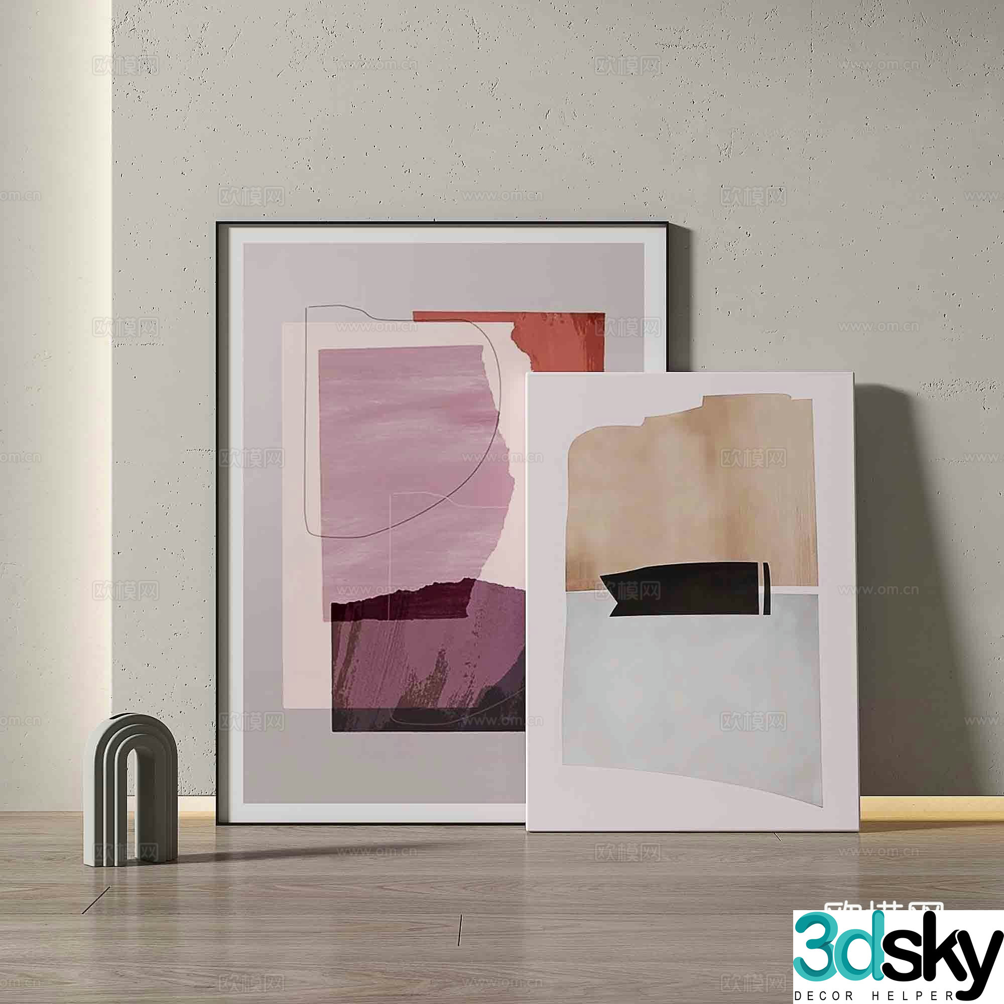 Modern texture painting decorative painting 3d model