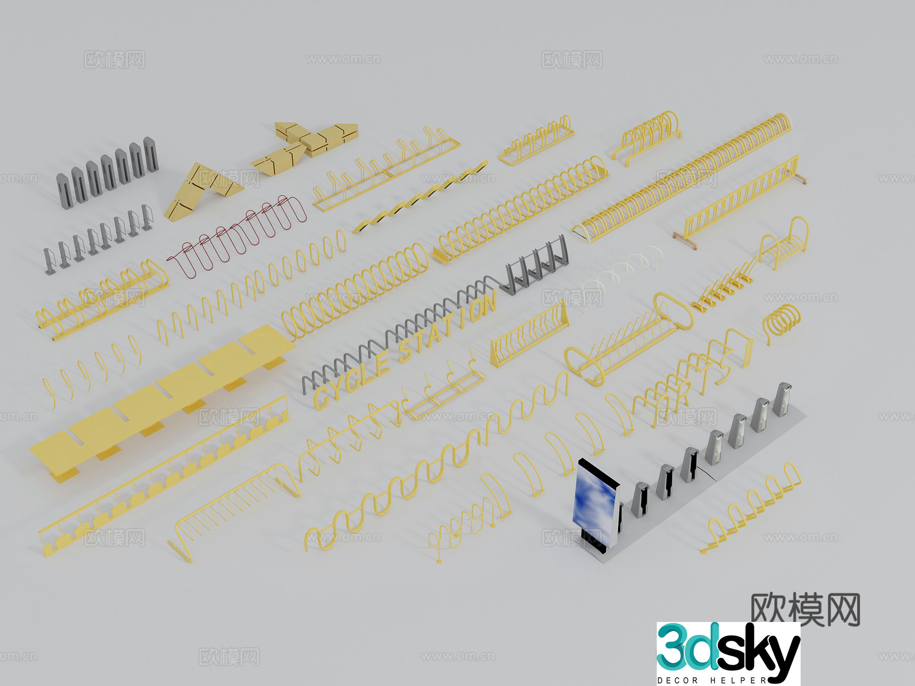 Bicycle parking rack carport rack 3d model