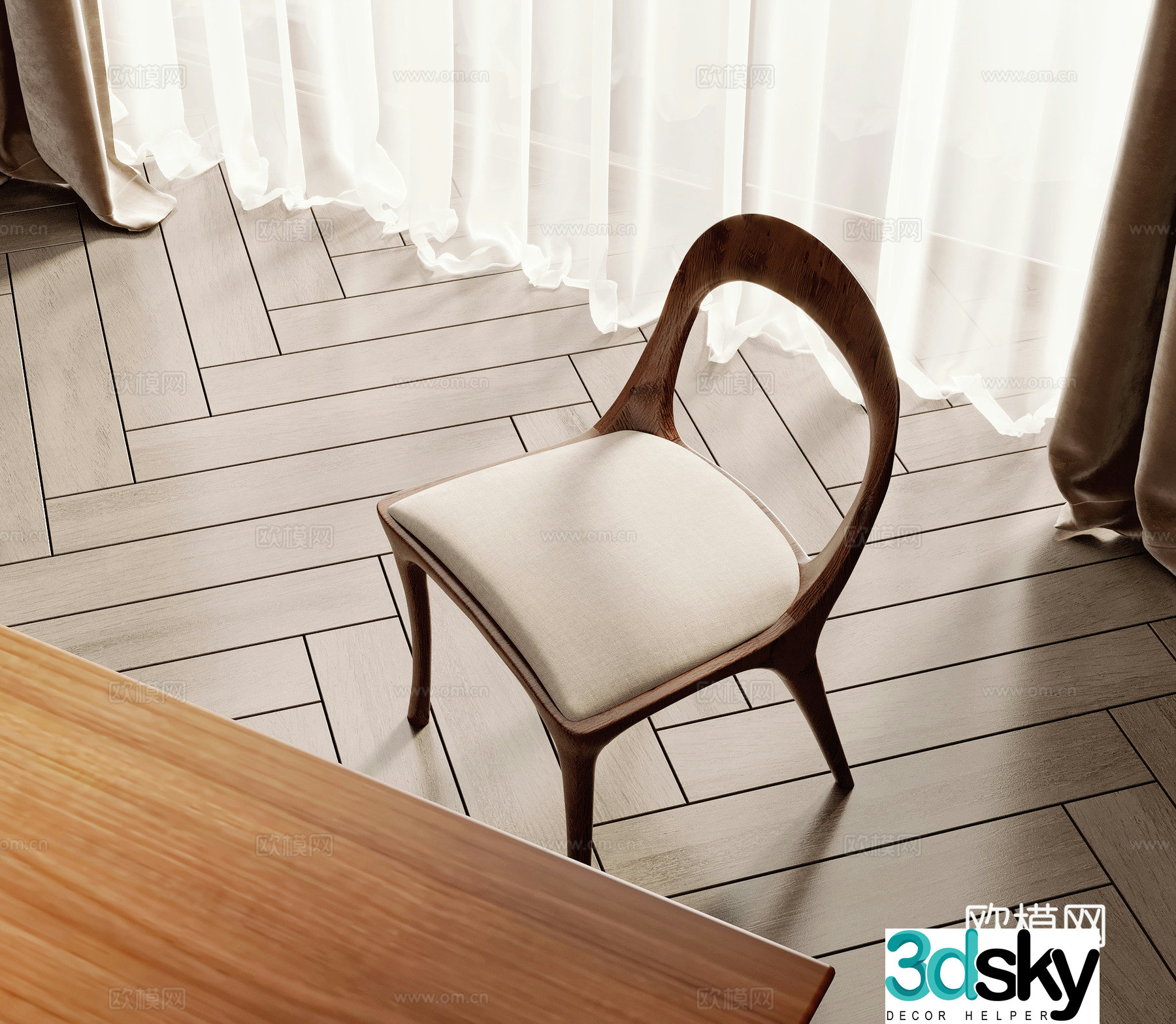 Medieval style single chair dining chair chair 3d model