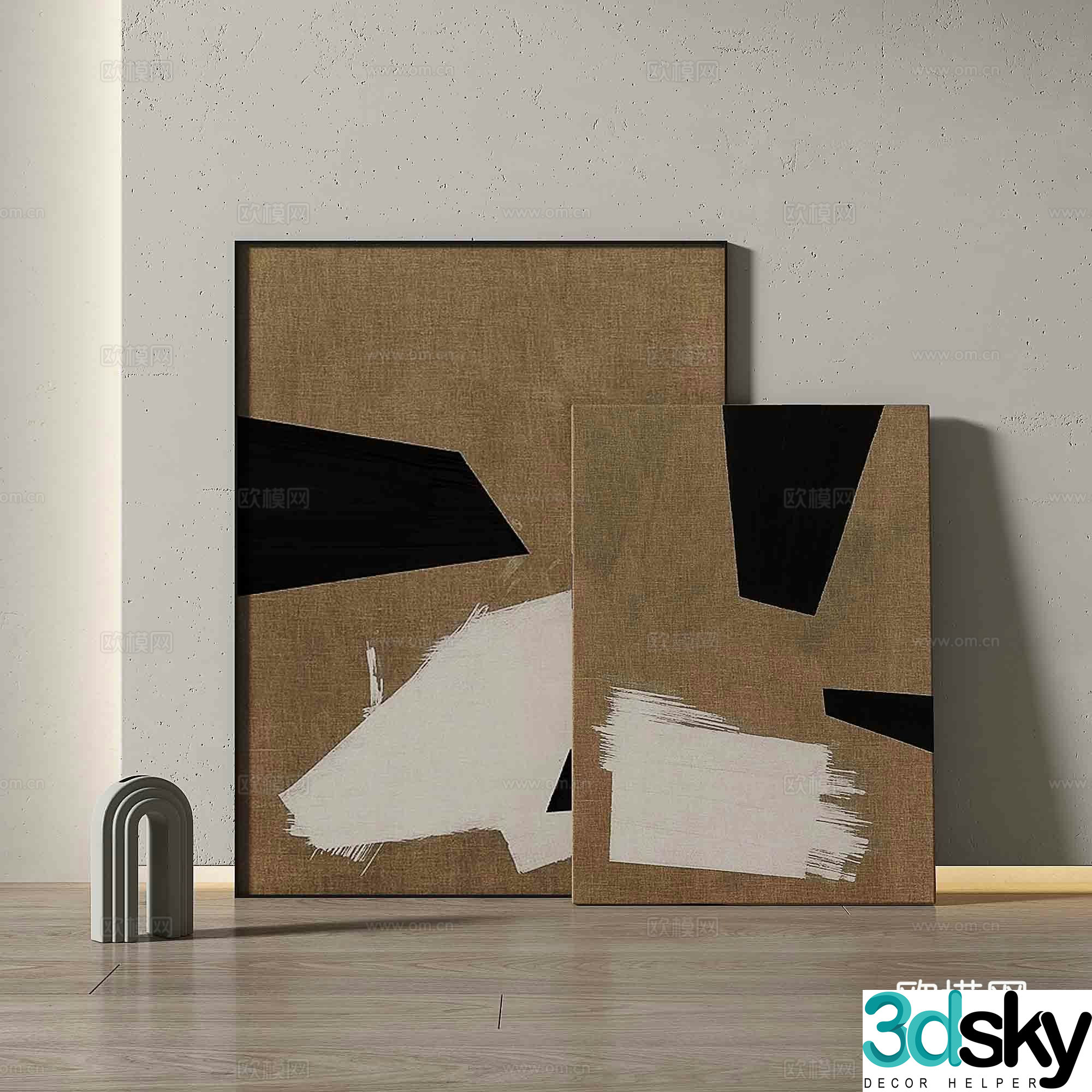 Modern texture painting decorative painting 3d model