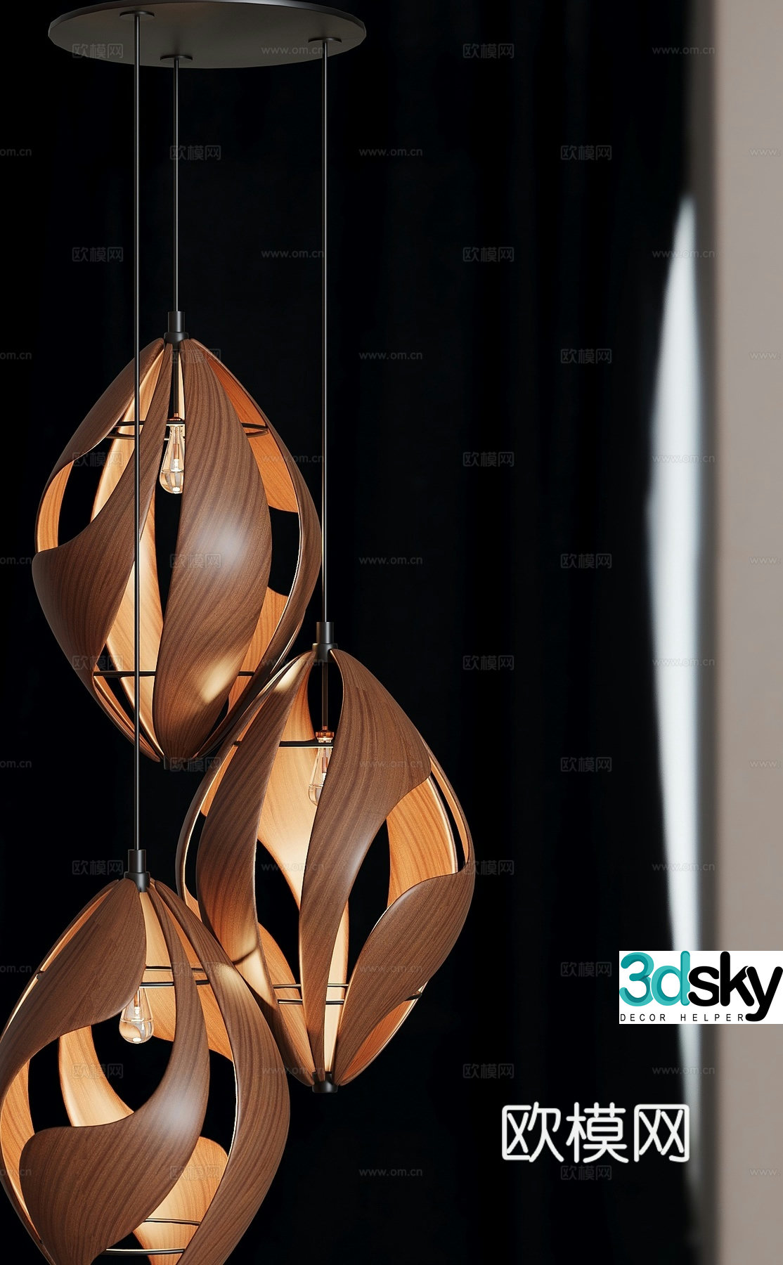 Medieval style chandelier wooden chandelier 3d model