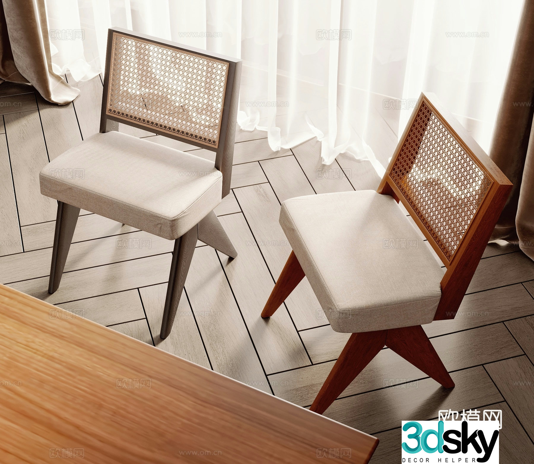 Wabi-sabi style chair single chair 3d model