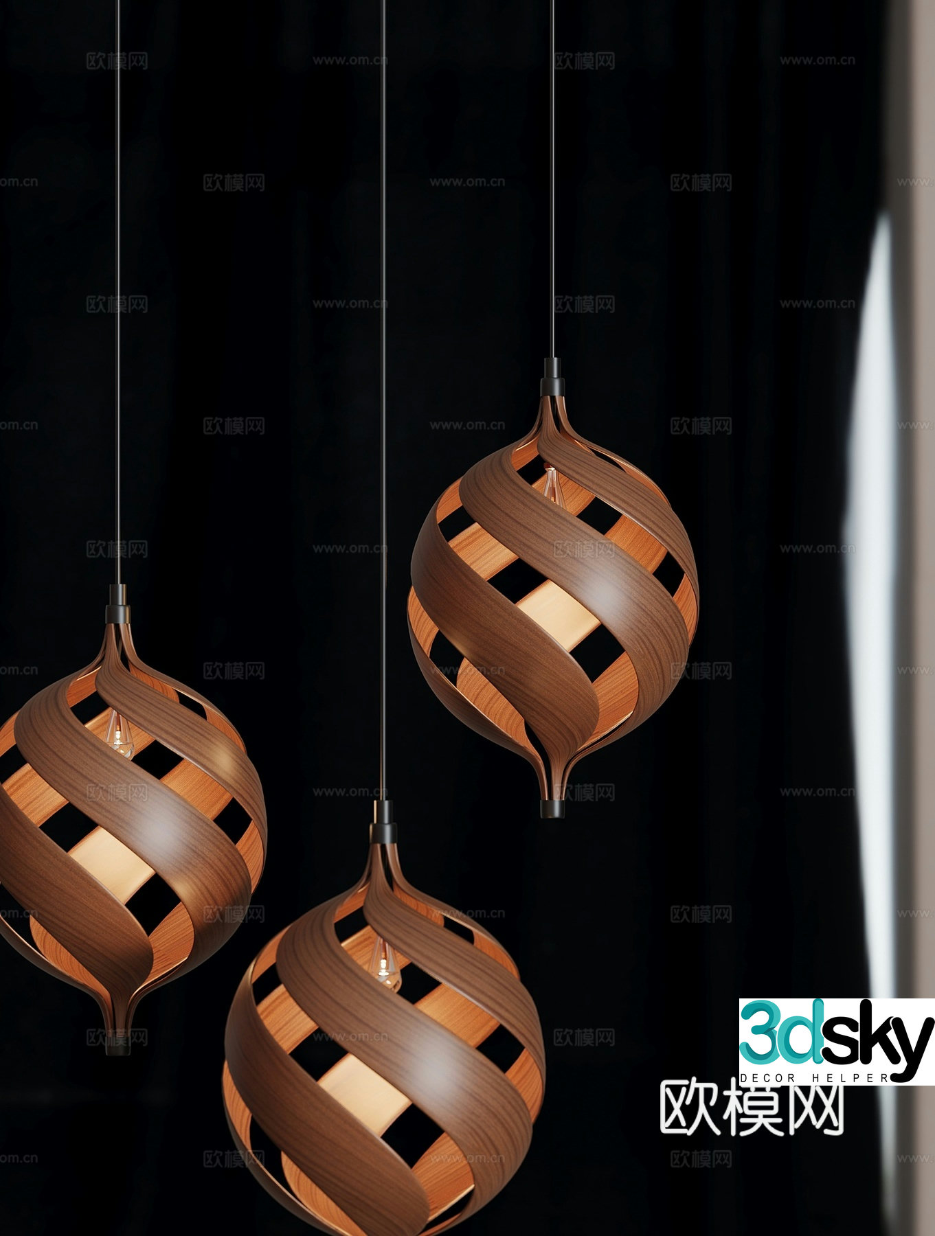 Medieval style chandelier solid wood chandelier 3d model